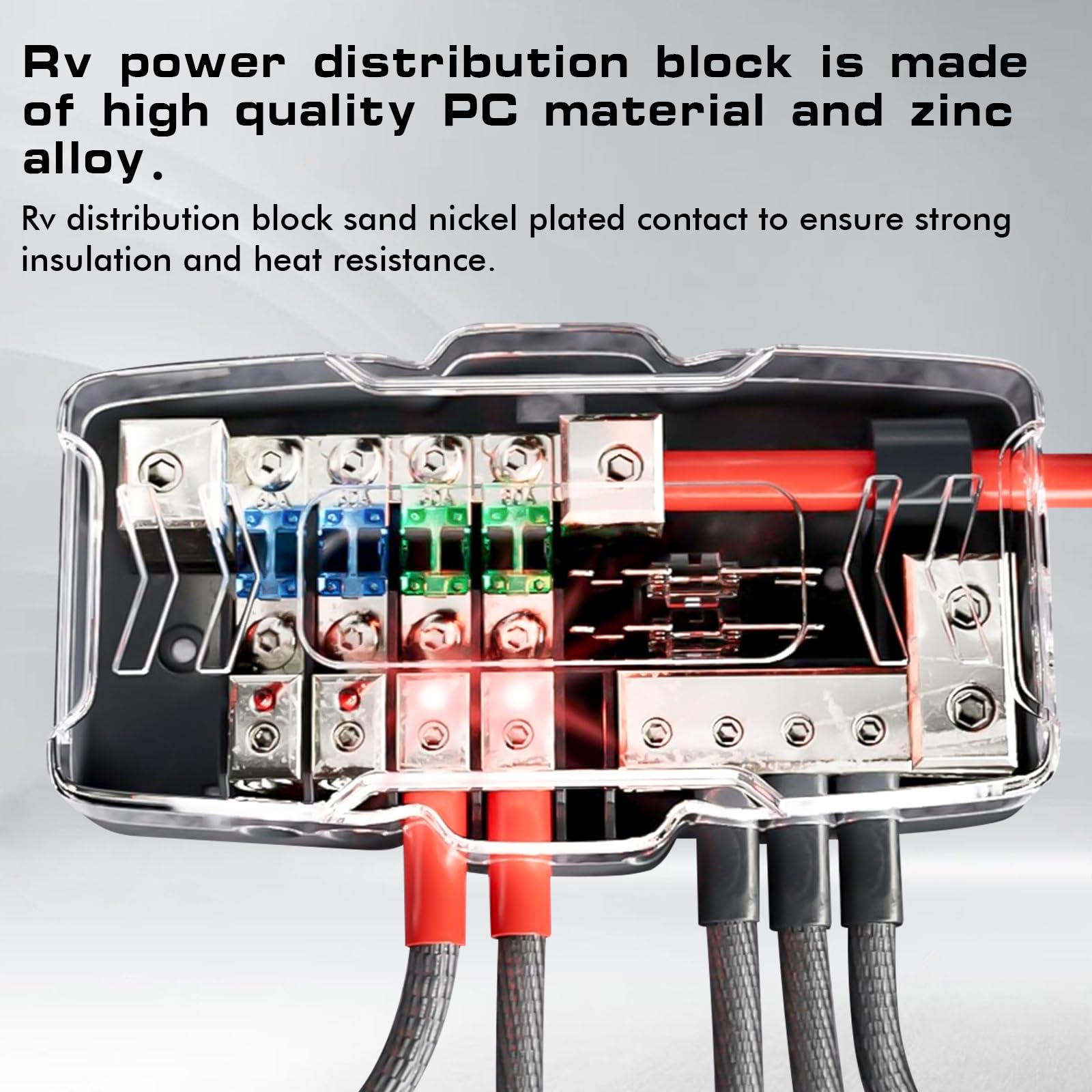 Camper - Blocco di distribuzione per auto, portafusibili con indicatore LED, mini scatola dei fusibili, 4 vie, 30 A, 60 A, stereo, per auto, SUV, camion, barca