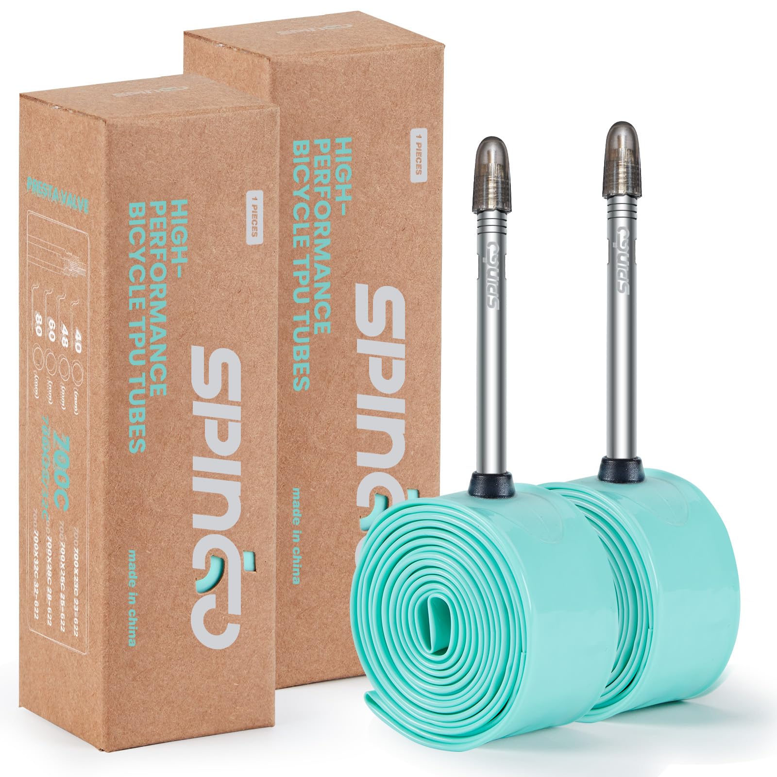 2-Pack SPINGO Metal Valves TPU Inner Tube 700C