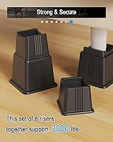 Vista 7 de ZTON Elevadores para muebles de cama, elevadores de 3 pulgadas de altura, resistentes tanto para postes como ruedas de muebles, sofá, cama, silla