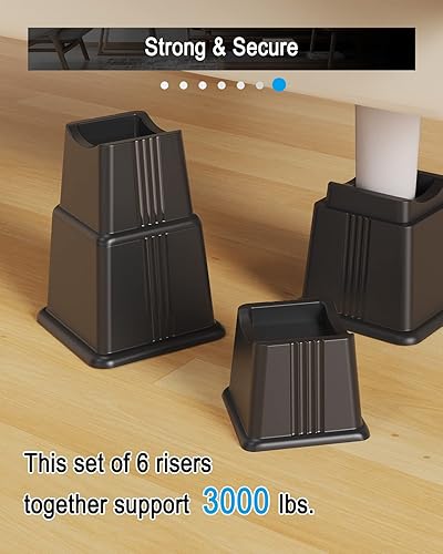 Miniatura 7 de ZTON Elevadores para muebles de cama, elevadores de 3 pulgadas de altura, resistentes tanto para postes como ruedas de muebles, sofá, cama, silla,