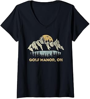 Womens Golf Manor Ohio Mountain Sunset Sunrise OH V-Neck T-Shirt