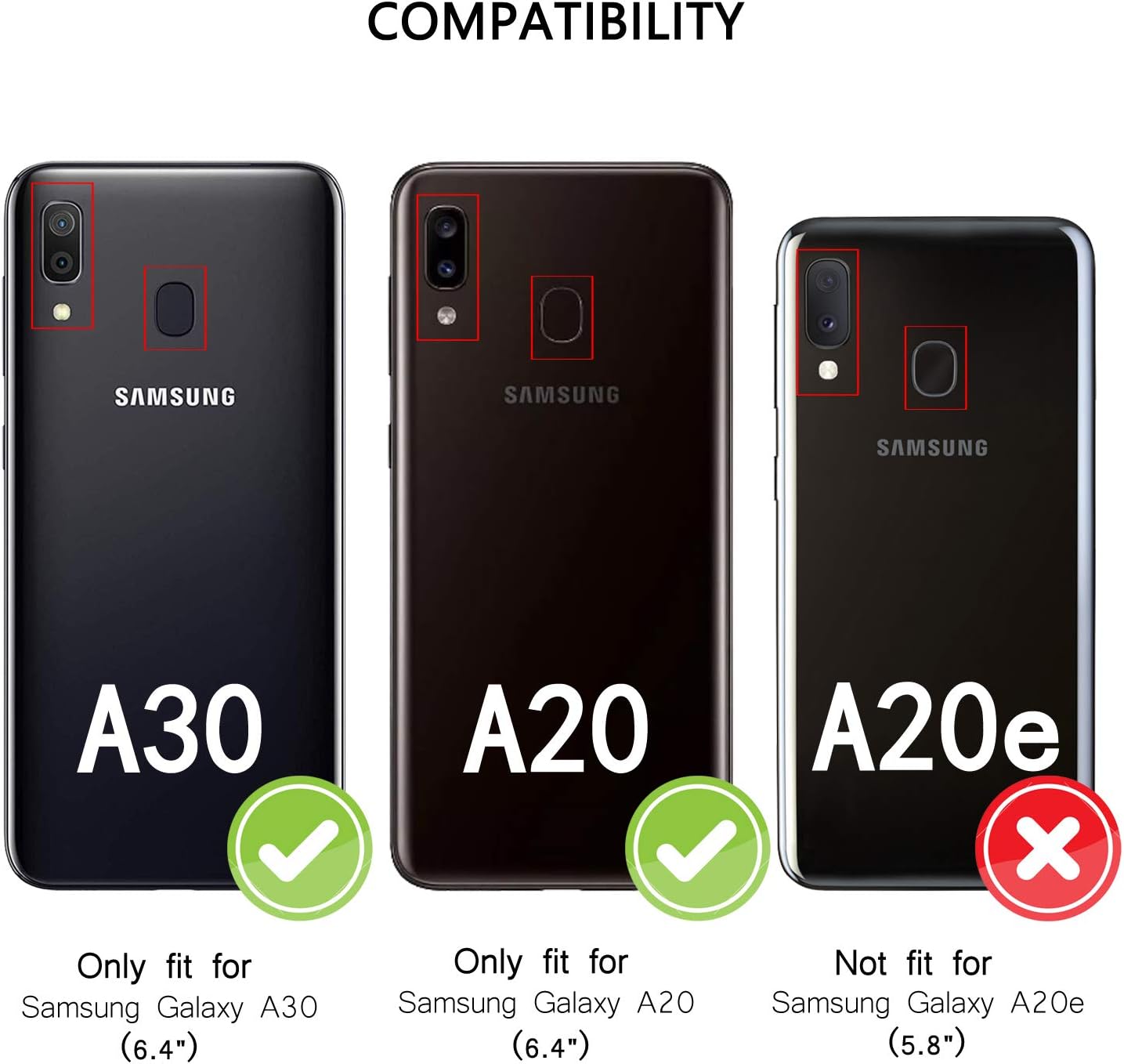 Samsung Galaxy A30/A20 Case,Samsung Galaxy A30/A20 Wallet Case Cover, Magnetic Stand Flip Protective Cover Leather Flip Cover Durable Shockproof Protective Cover for Samsung Galaxy A30/A20(Black)