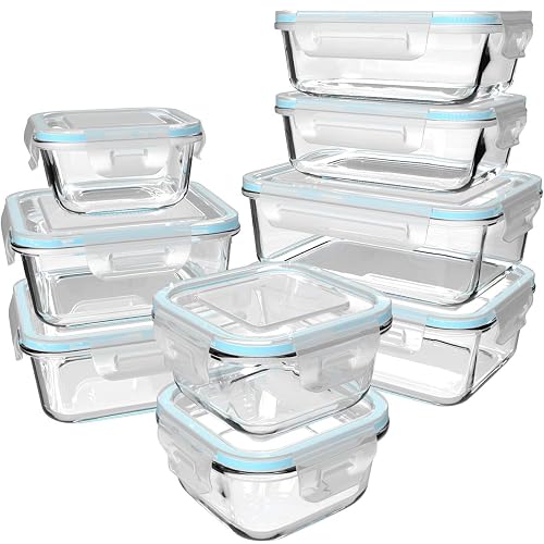 S SALIENT 18 Piece Glass Food Storage Containers with Lids,