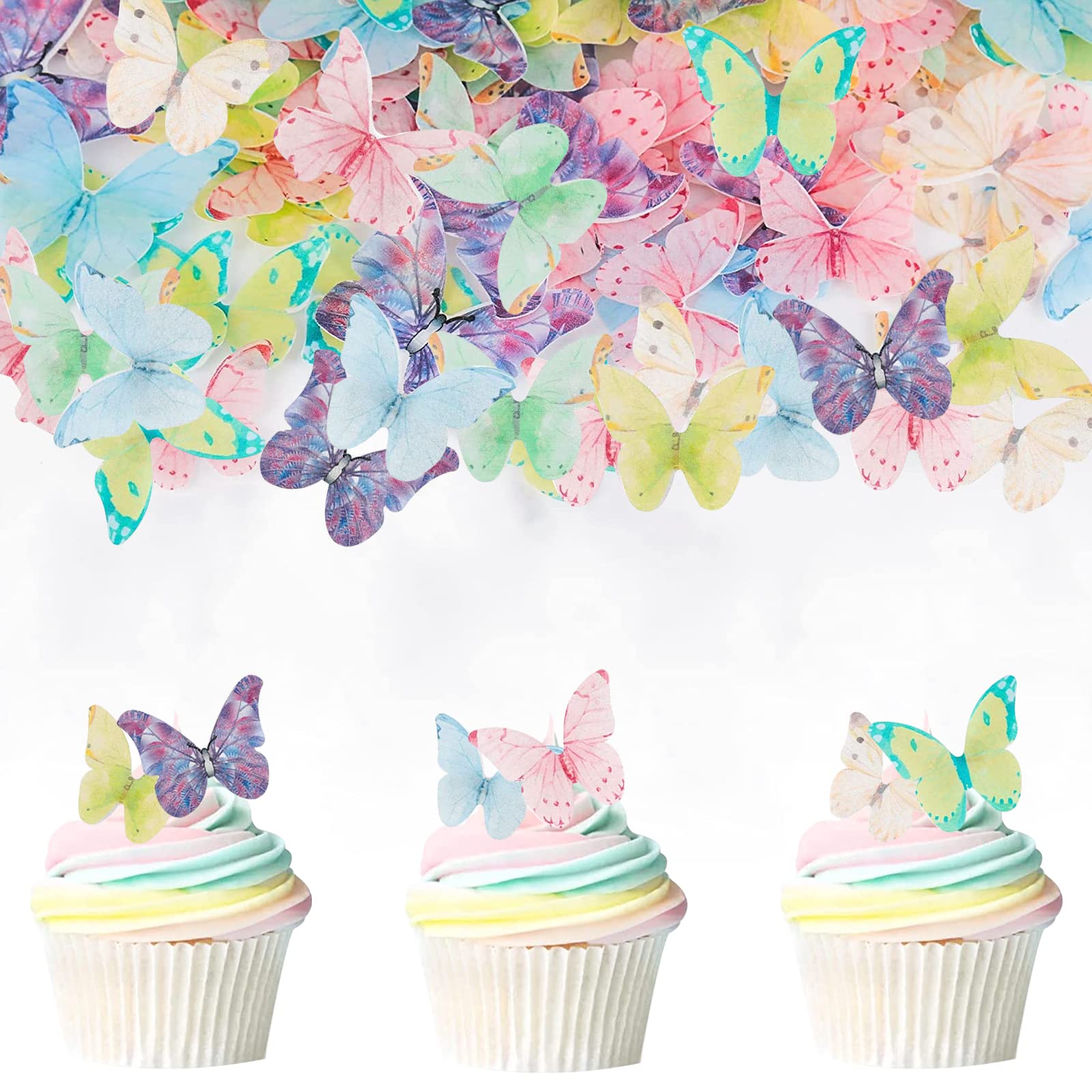 Catelves 40 Stück Essbare Schmetterlinge für Torte, Schmetterlinge Deko Kuchen Essbar, Tortendeko Geburtstag Essbar, Tortendeko Schmetterlinge Essbare, Esspapier Schmetterling Cupcake Topper