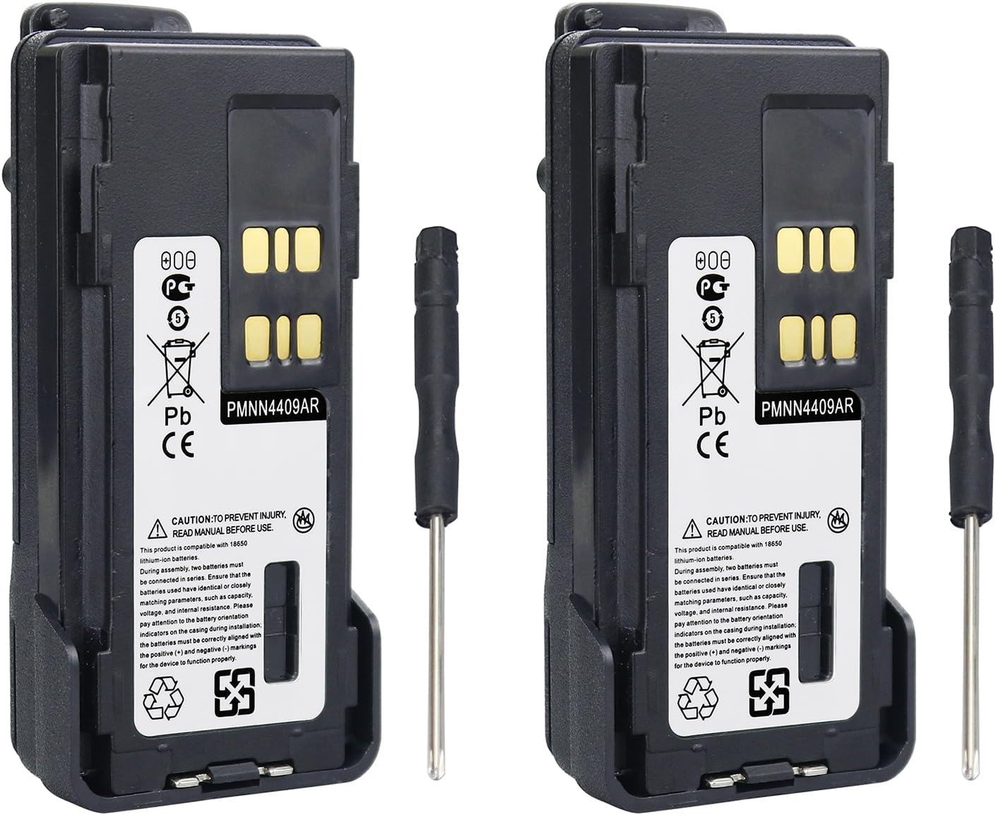 PMNN4409AR Battery Case 2-Pack with USB-C for Motorola XPR7550, | DP4400, APX4000 – Extended Durable 2x18650 Replacement Shell for PMNN4409AR, PMNN4491, PMNN4448 – Two Way Radio Accessories
