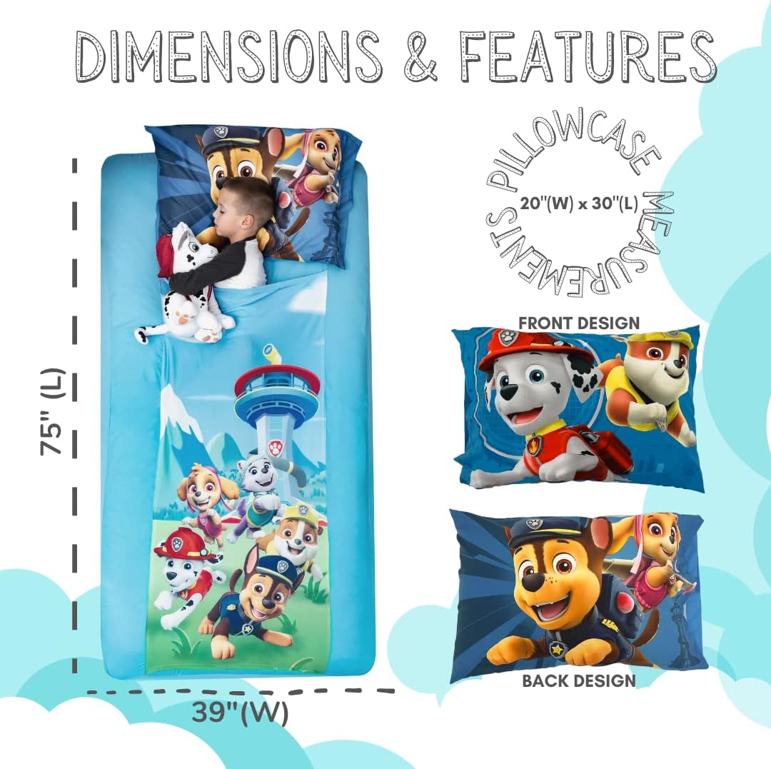 Paw Patrol Kids Bedding Super Soft Compression Snuggle (TM) Sheets, Twin, (Official Nickelodeon Product) By Franco