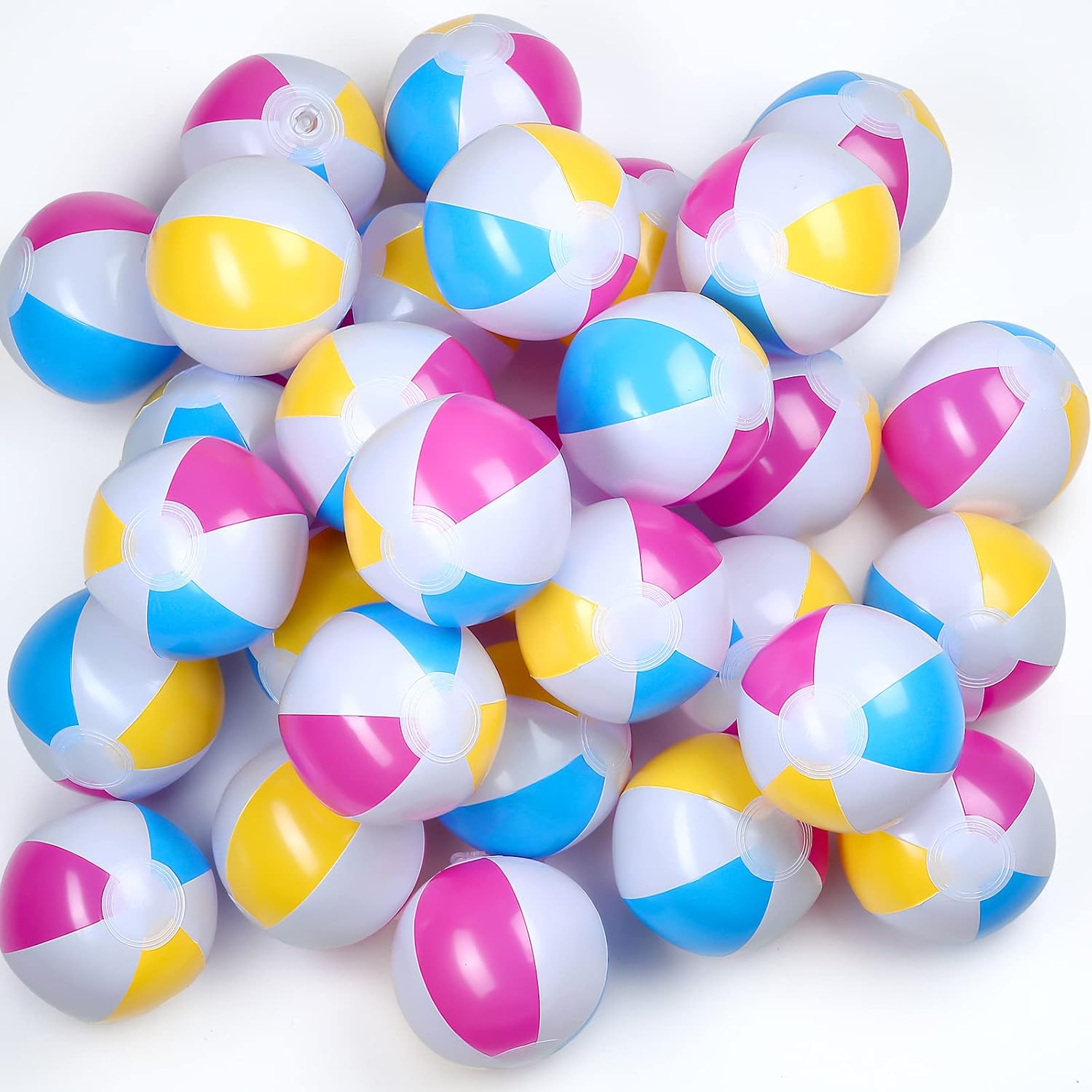Zhanmai 4 to 5 Inch Beach Balls White Blue Yellow and