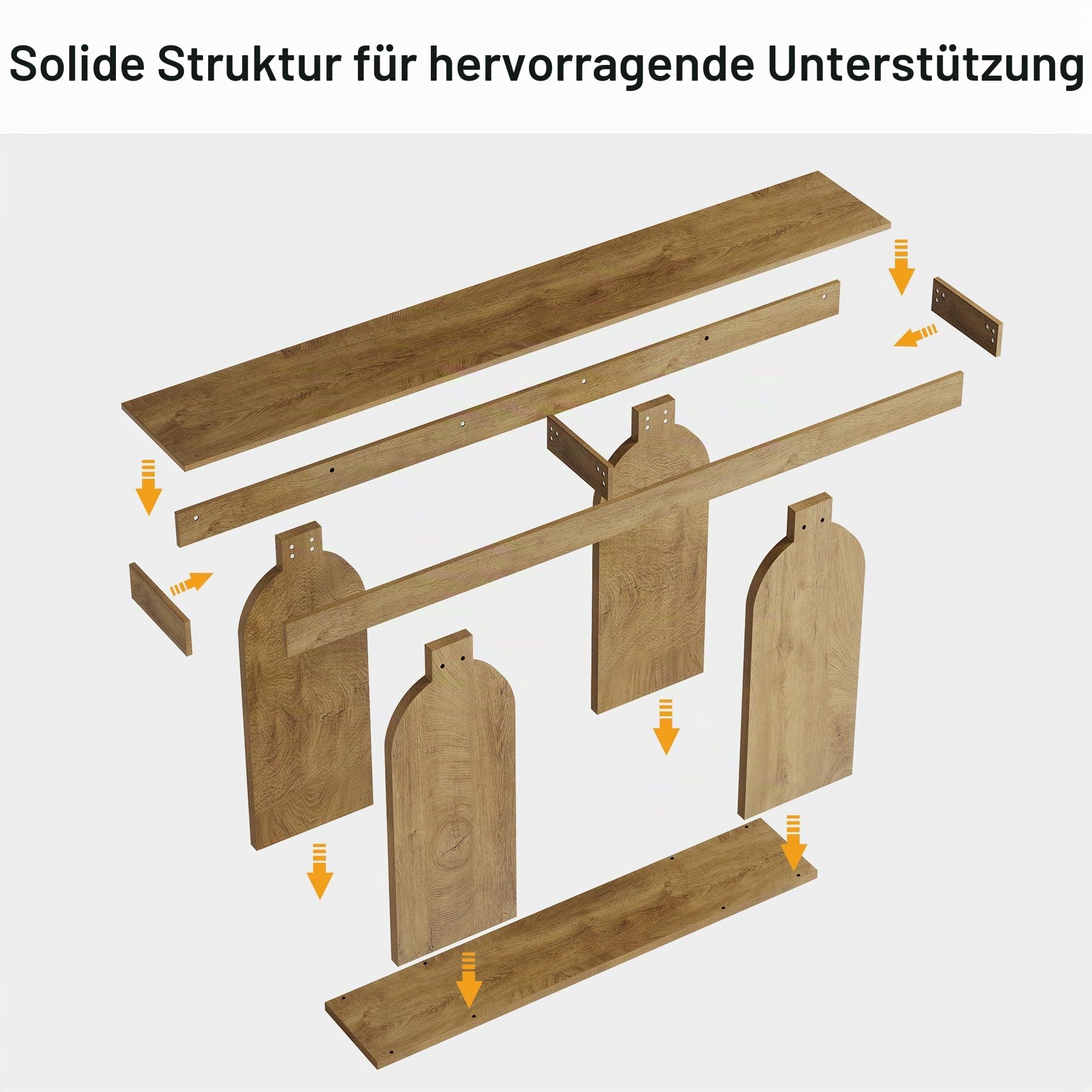 Tribesigns Konsolentisch, 160 x 30 x 85cm Konsolentisch Holz, Wohnzimmertisch mit U-förmigem Sockel, 2-Stufige Sofatische für Eingang, Flur, Wohnzimmer, Hellbraun