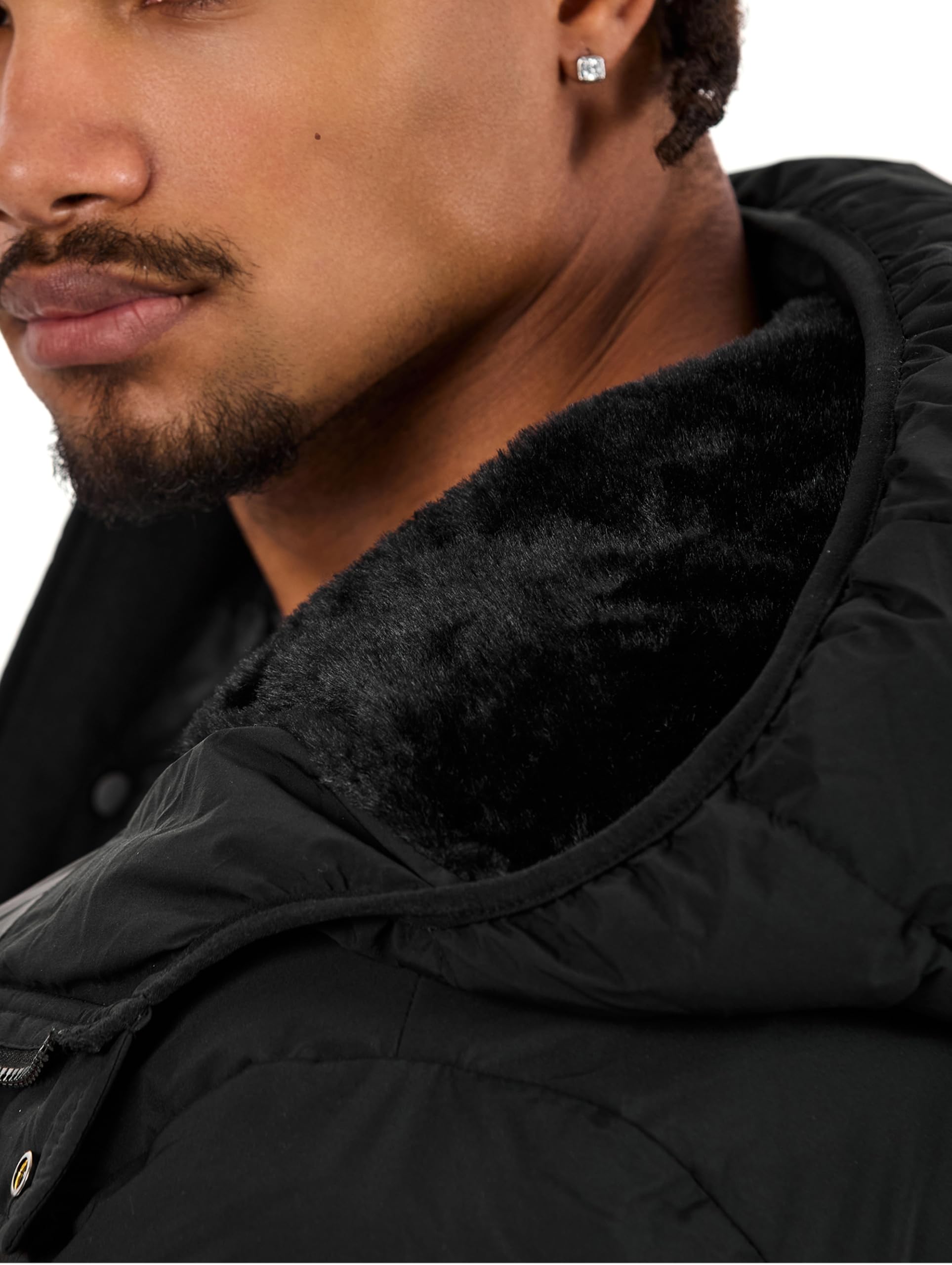 Redbridge Giacca trapuntata lunga con cappuccio e tasche applicate, giacca invernale calda con bottoni a pressione e chiusura lampo, vestibilità regolare