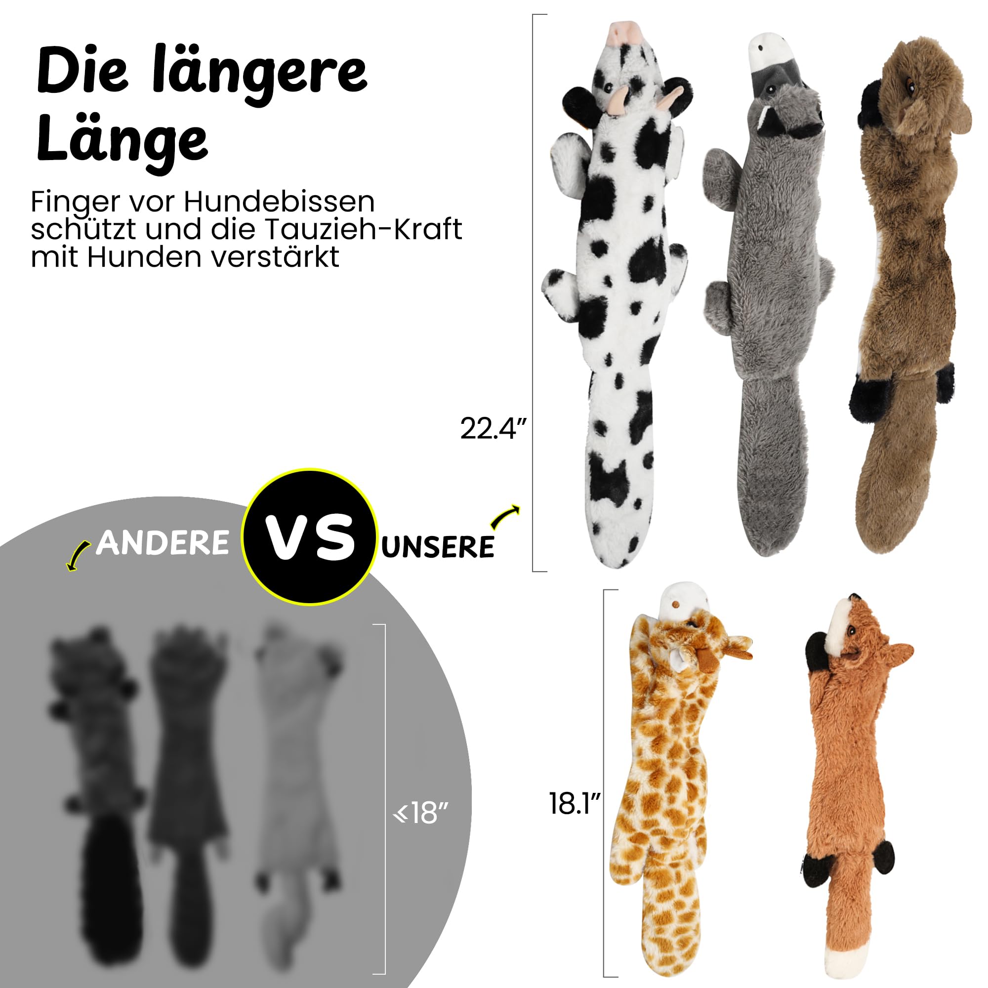Nocciola 5 Pack Hundespielzeug Unzerstörbar, Quietschendes Hundespielzeug Set ohne Füllung, Ideale Plüschspielzeug für Hunde Selbstbeschäftigung und Tauziehen, für Welpen, Kleine bis Große