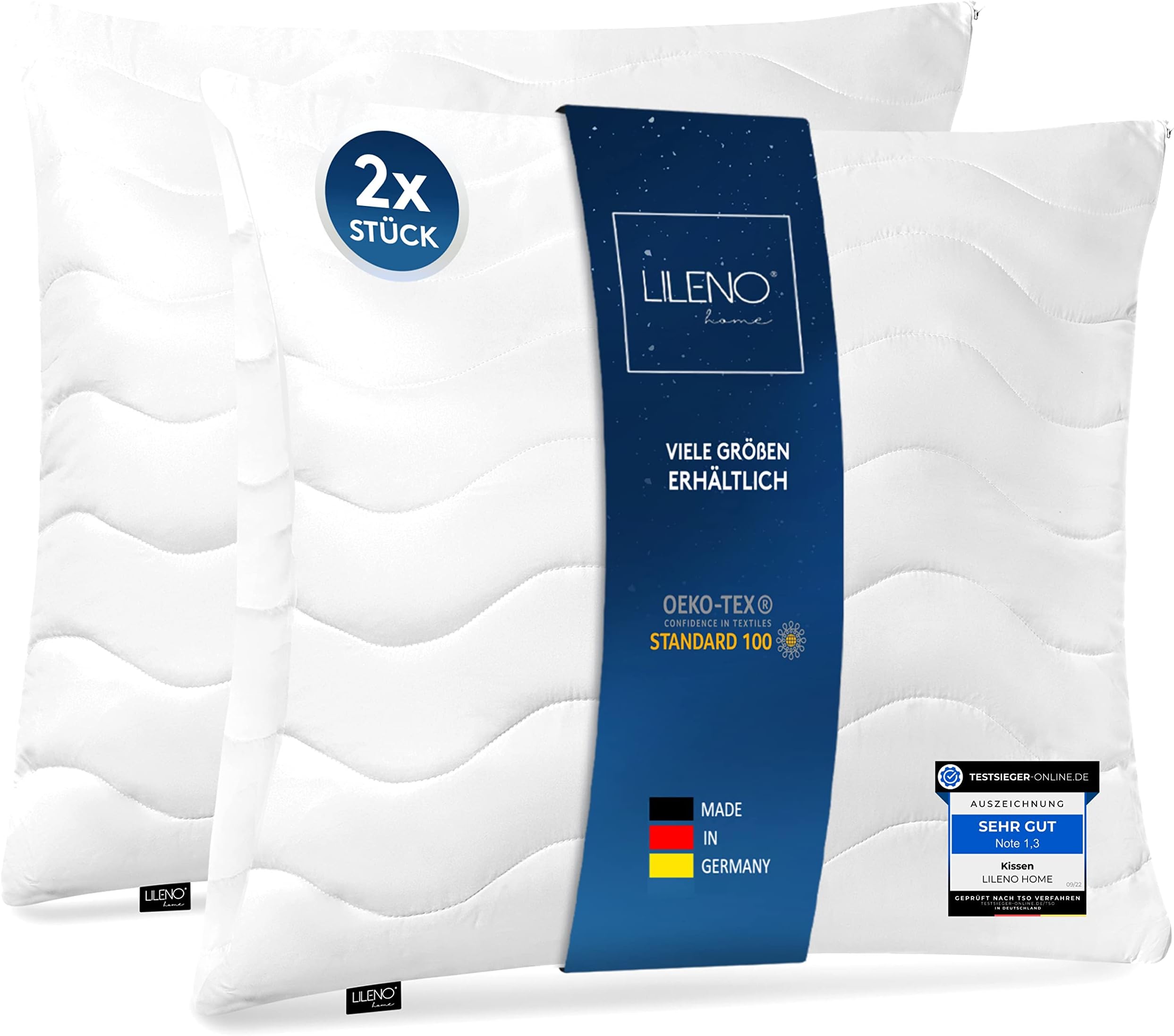 LILENO HOME Hoofdkussen, 40 x 80 cm, set van 1, medium, als