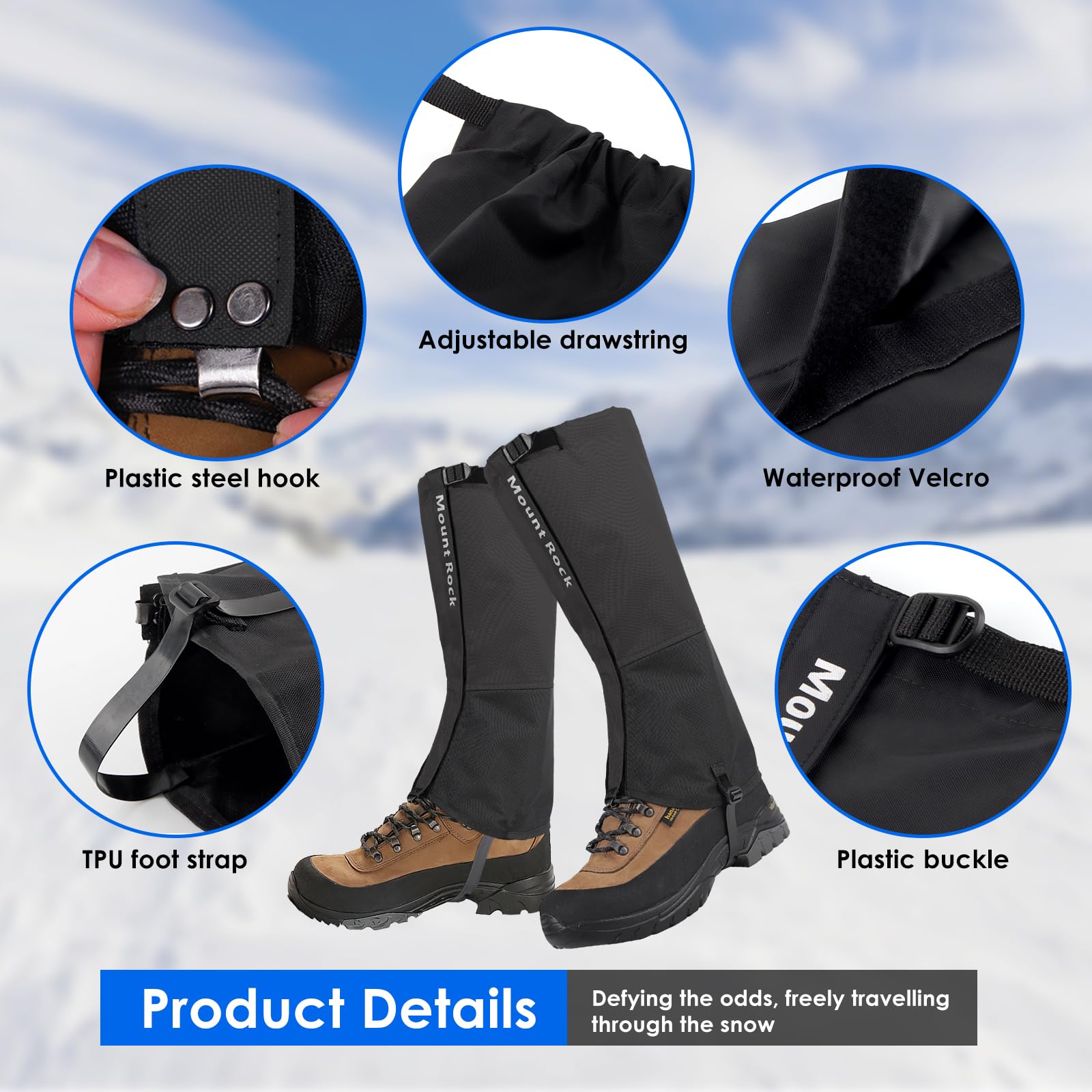Guêtres De Randonnée Unisexe Coupe-Vent Et Imperméables – Jambières Réglables En Nylon 600D, Protection Contre Neige, Boue, Moustiques Et Serpents, Idéales Pour Trekking