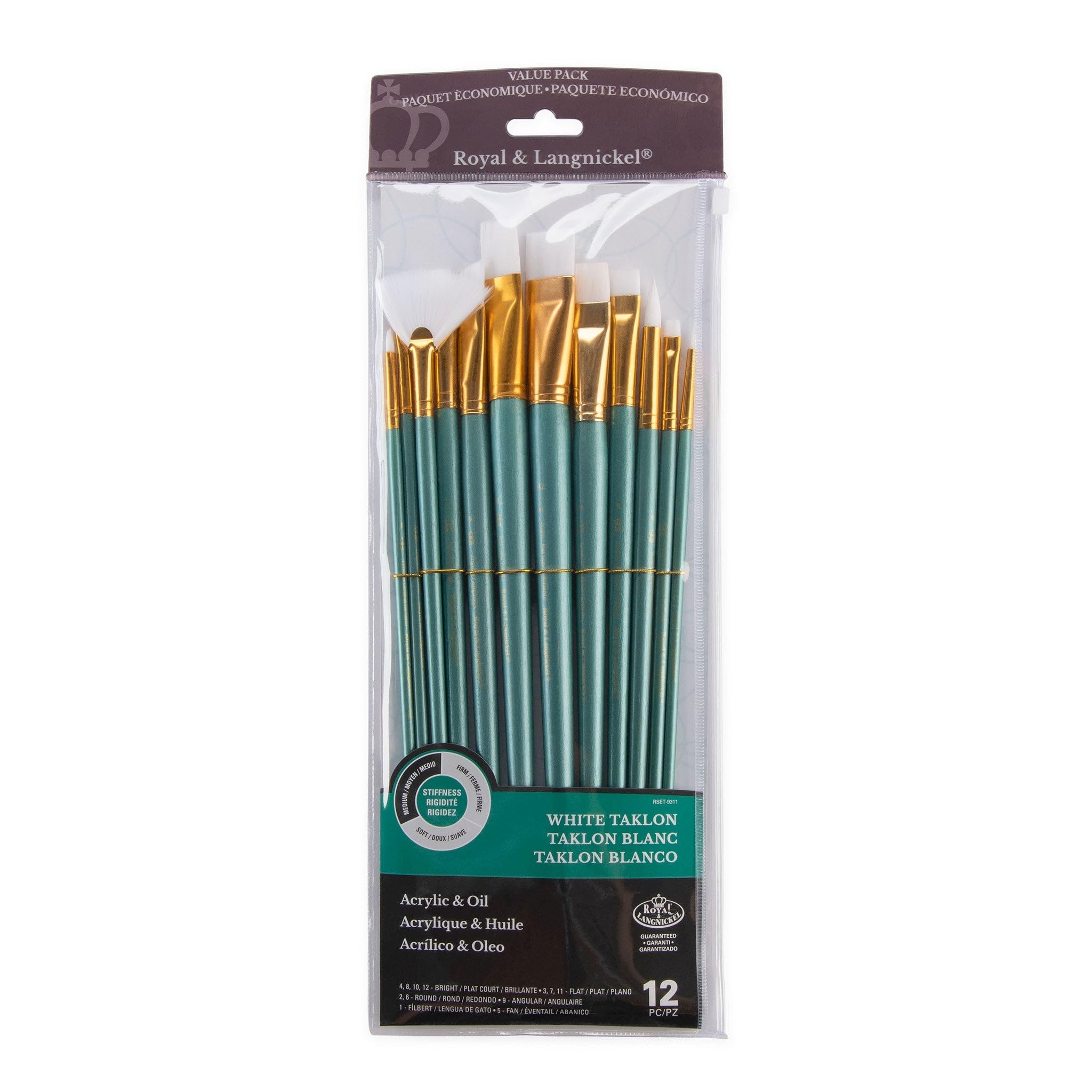 Royal Brush Manufacturing Royal and Langnickel Zip N' Close Brush Set, White Taklon