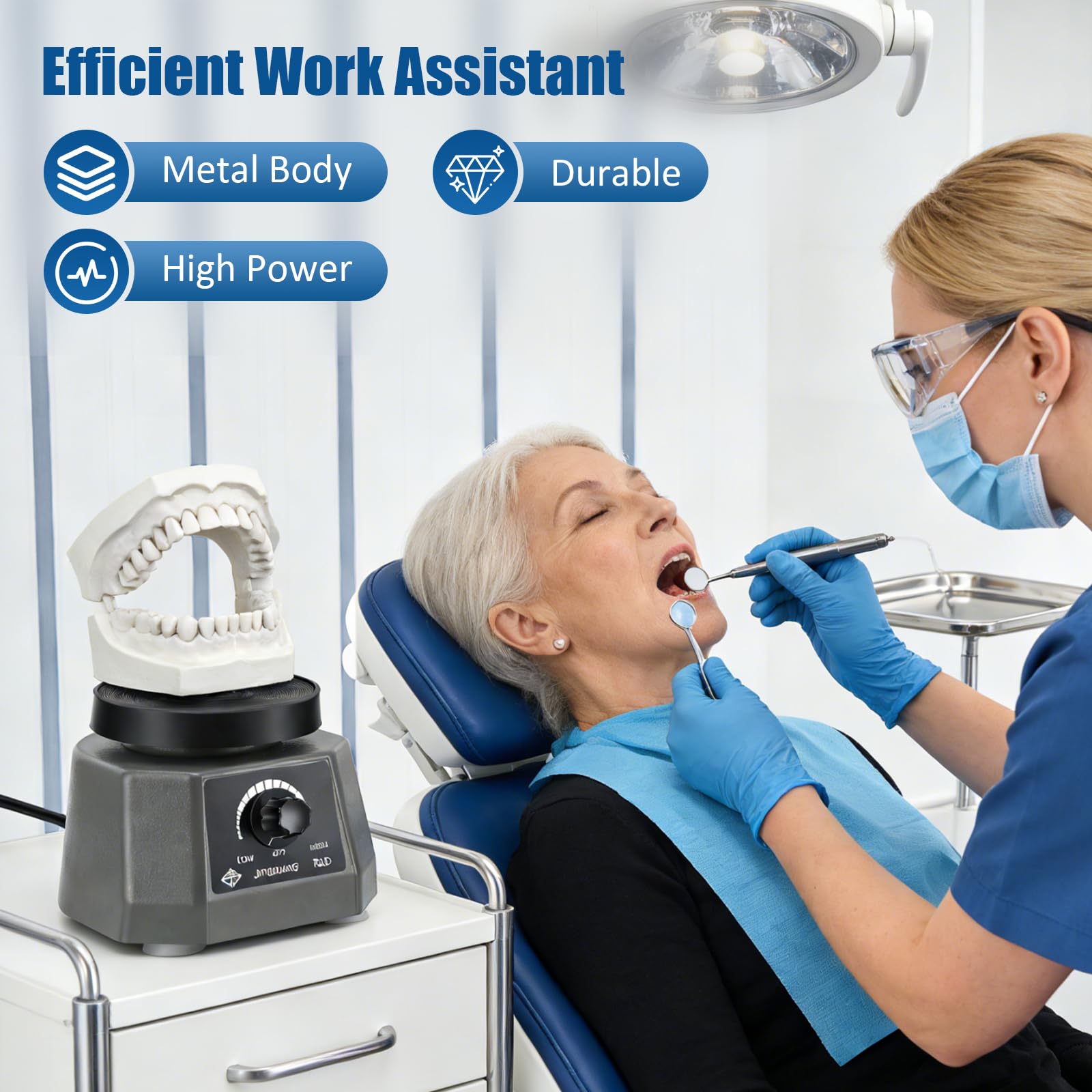 Oscillatore Dentale, 4" 220V 100W Per Gesso Oscillatore Elettrico Velocità Regolabile Attrezzatura Da Laboratorio Odontotecnico Per Miscelazione Fusione Modellazione E Fusione Di Resina