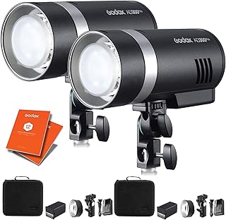 GODOX AD300 Pro Studio Portable Flash 300Ws TTL HSS 1/8000th High Speed Bi-Colour Modelling Lamp 3000K 6500K For Portraits, photos, photography + 12 Month Extended Warranty Card (3 Yrs) Twin Head Kit