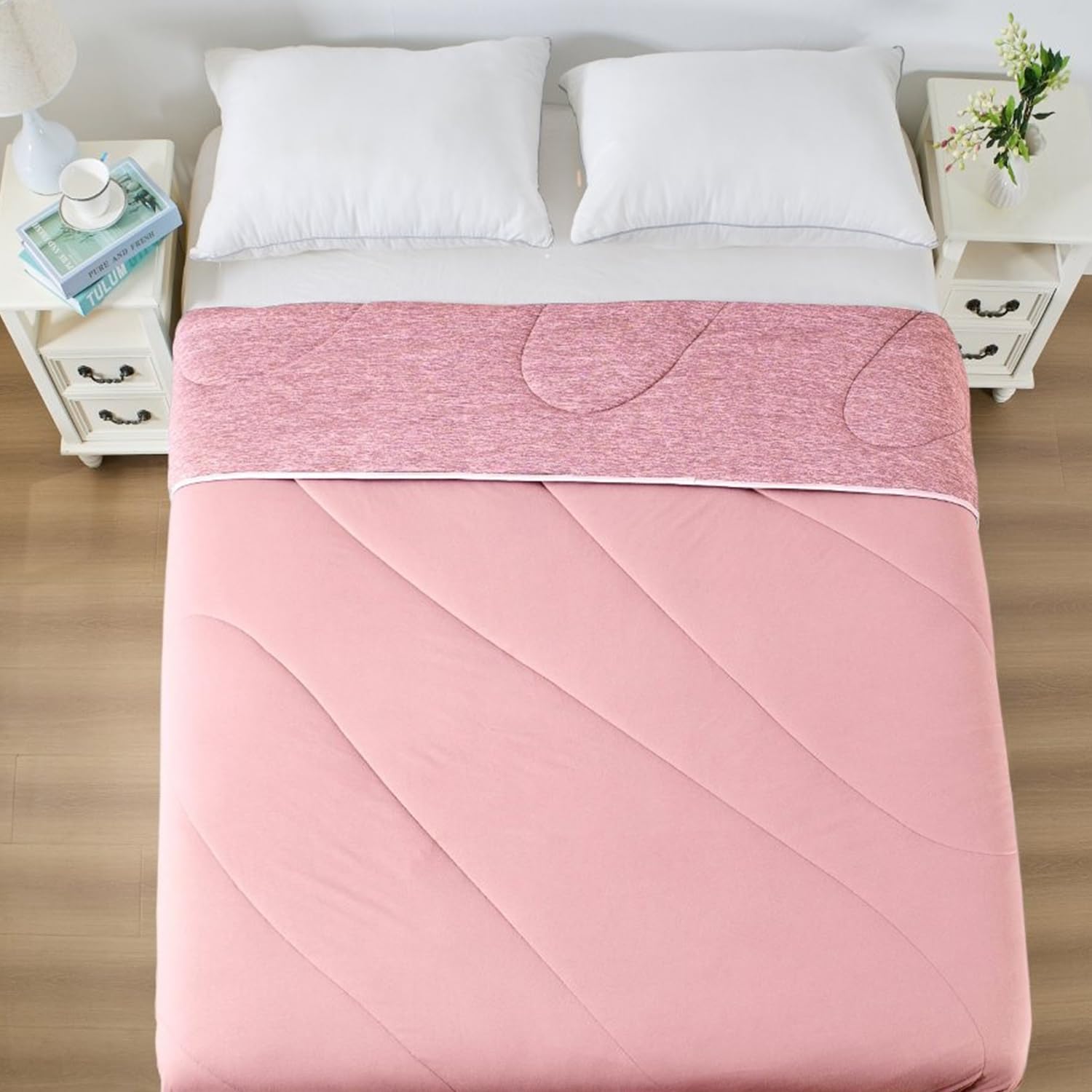 Lions Cooling Duvet - Lightweight Breathable Cool Quilt Bedding Single Size 130x170cm - Anti Allergy Hypoallergenic Ultra Soft Summer Lighweight Comforter, Perfect for Hot Nights, Pink