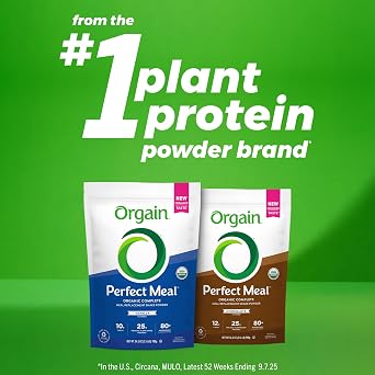 Orgain Perfect Meal, Organic, Vegan Meal Replacement Protein Powder, Chocolate - 25g Plant Based Protein, 80+ Superfoods, 1B Probiotics & 10g Fiber, Adaptogens & Ashwagandha - 2.16lb