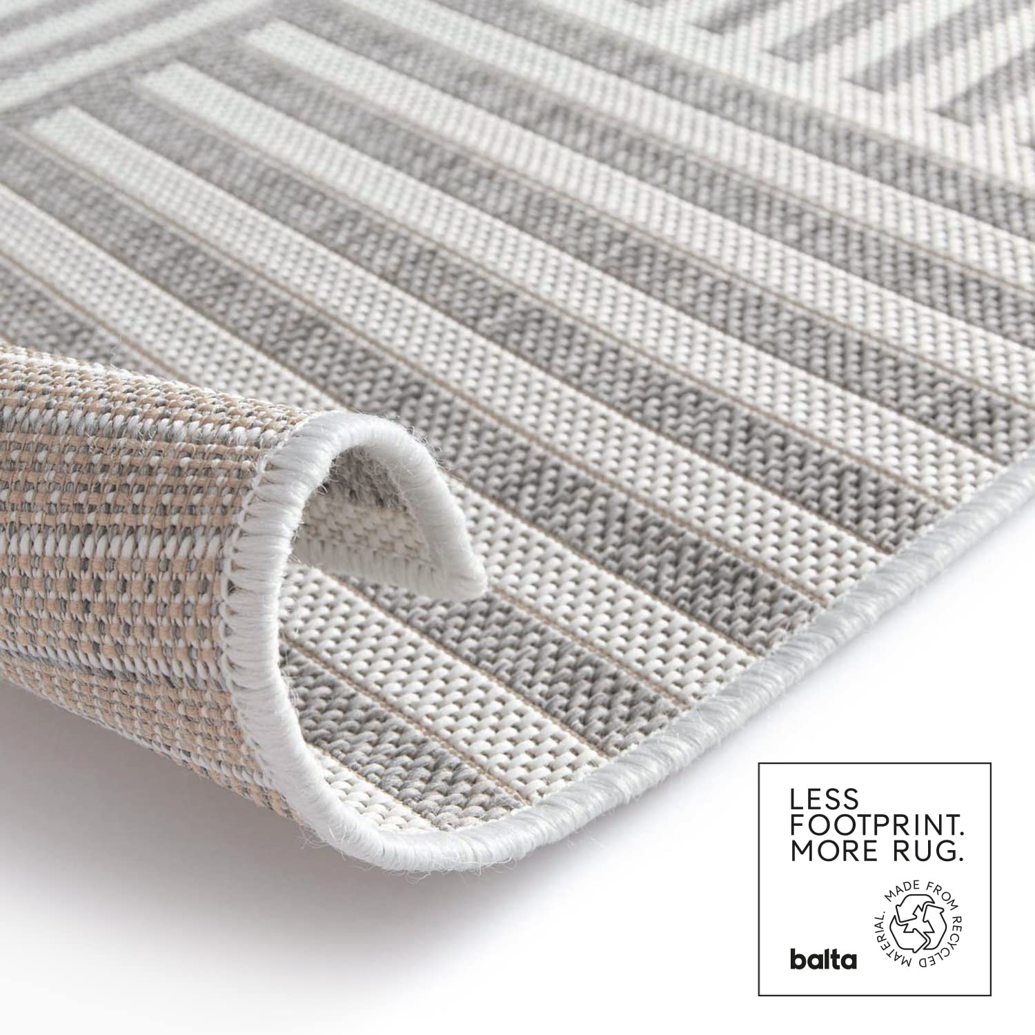 DomDeco In- & Outdoor Teppich Joris - wetterfest & robust für Terrasse/Balkon oder Innenräume, 100% aus recycelten PET-Flaschen, Creme-Grau in 200 x 290 cm