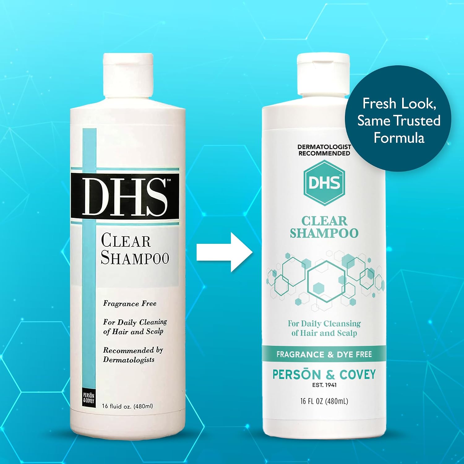 DHS Clear Shampoo for Women's and Men's Sensitive Skin, 16oz