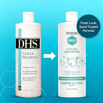 DHS Clear Shampoo for Women's and Men's Sensitive Skin, 16oz