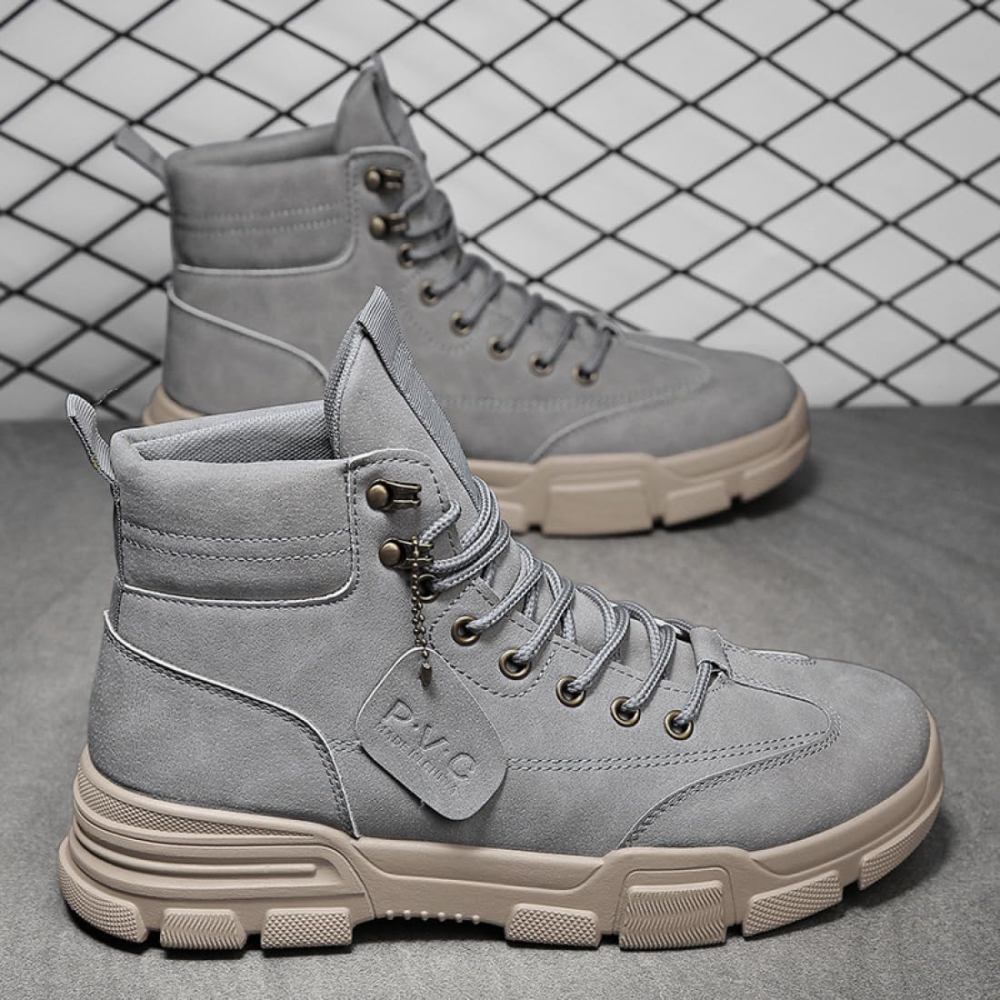 [ランボ] ブーツ メンズ 24.5cm 大きいサイズ 厚底 ワークブーツ アウトドア 滑らない レースアップ ハイカットスポーツ