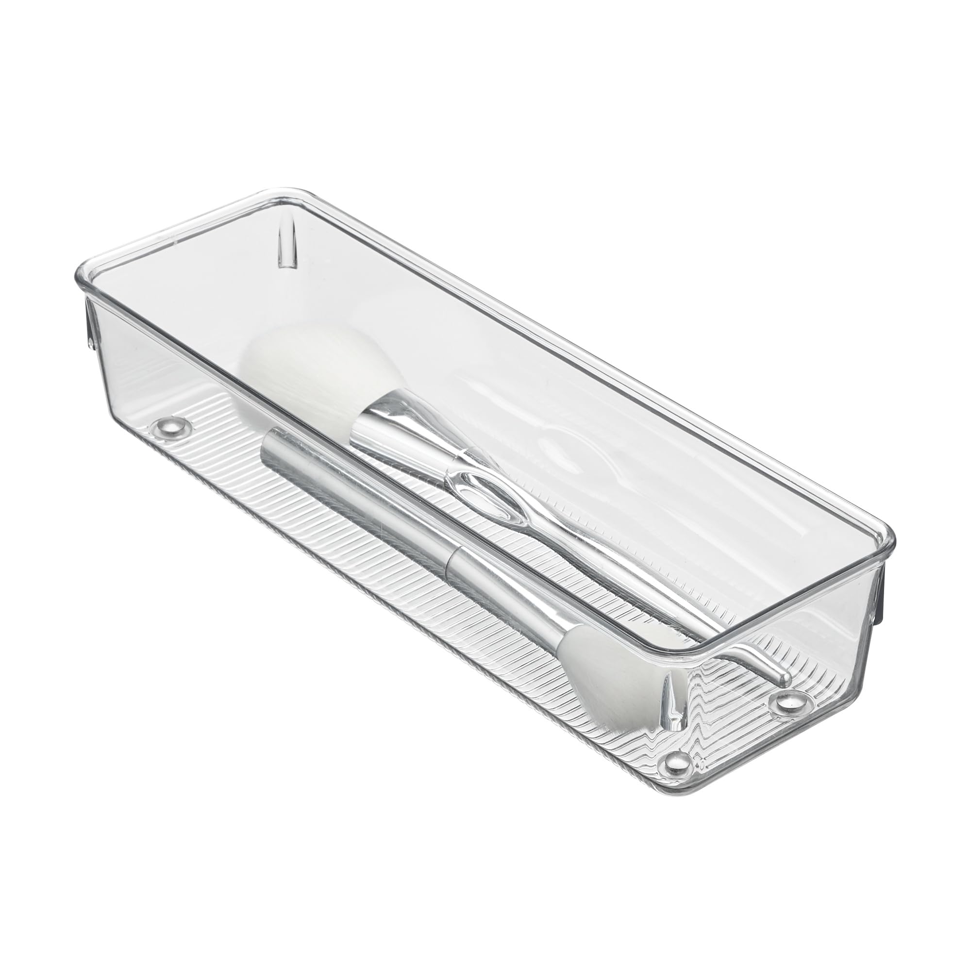 iDesign Clear Plastic Kitchen Drawer Organizer, Small Storage Bin for Makeup, Office Supplies, & Home Storage