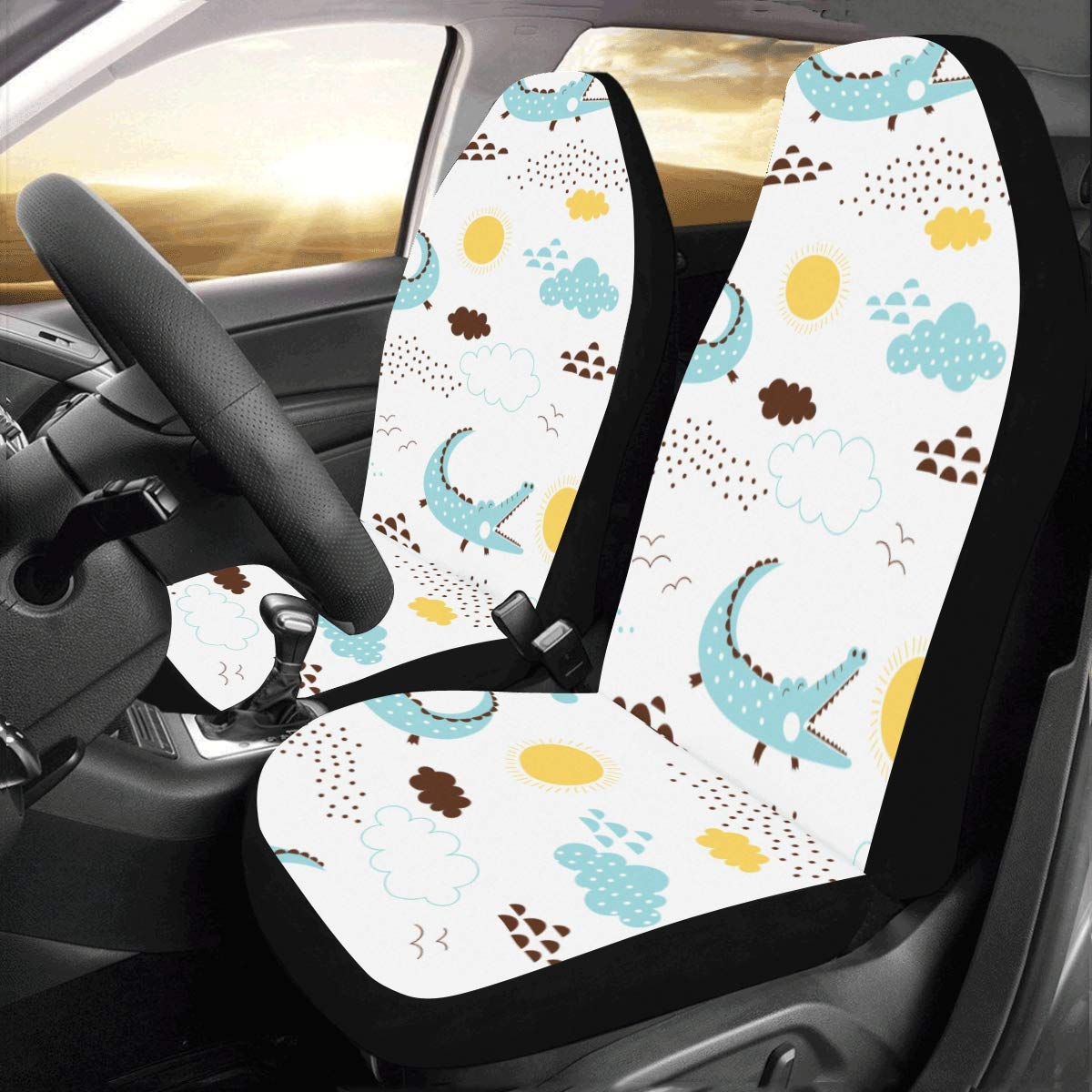 Child Car Seat Covers Cute Alligator and Tropical Plants