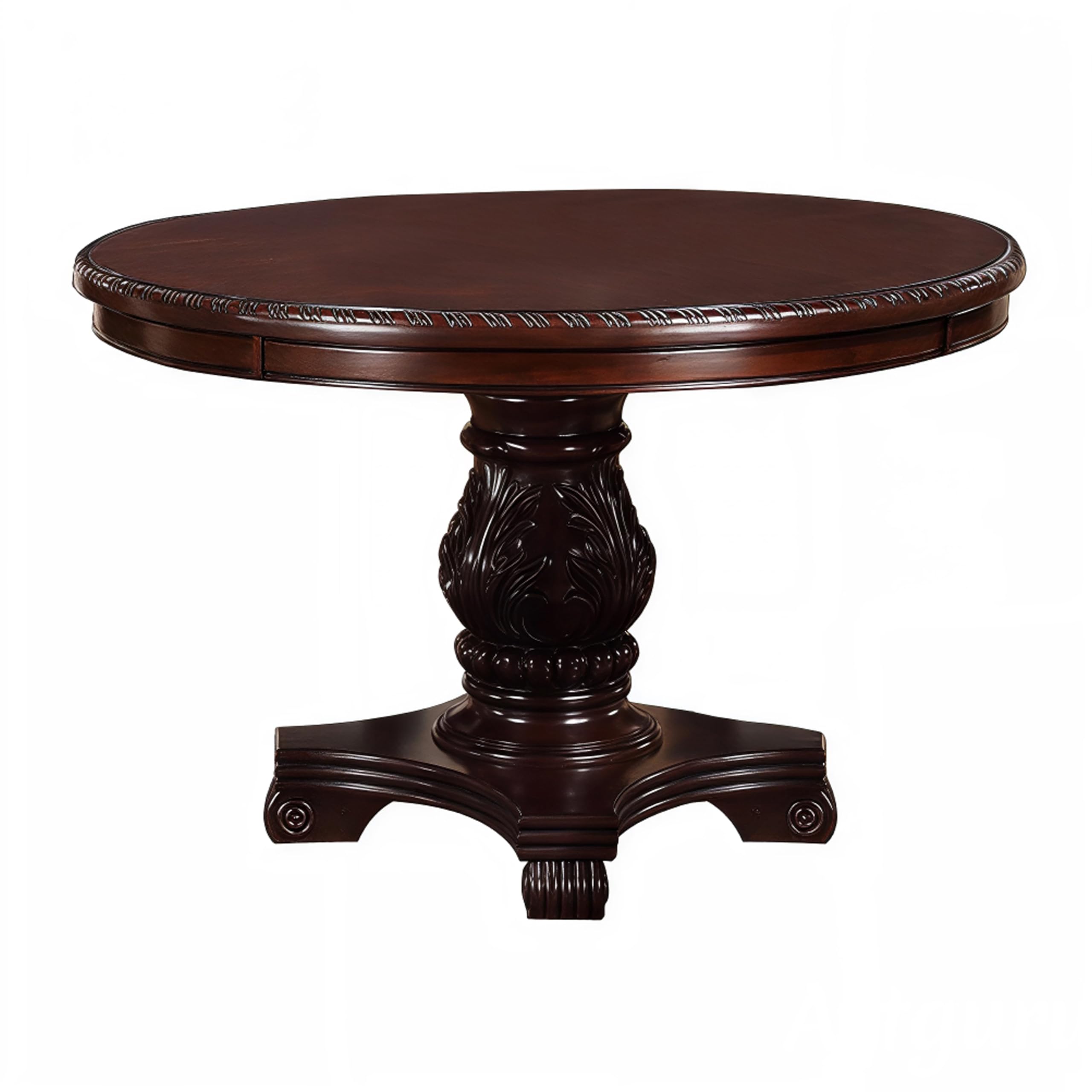 Benzara Traditional Style Round Dining Table, Brown (table top & pillar only)