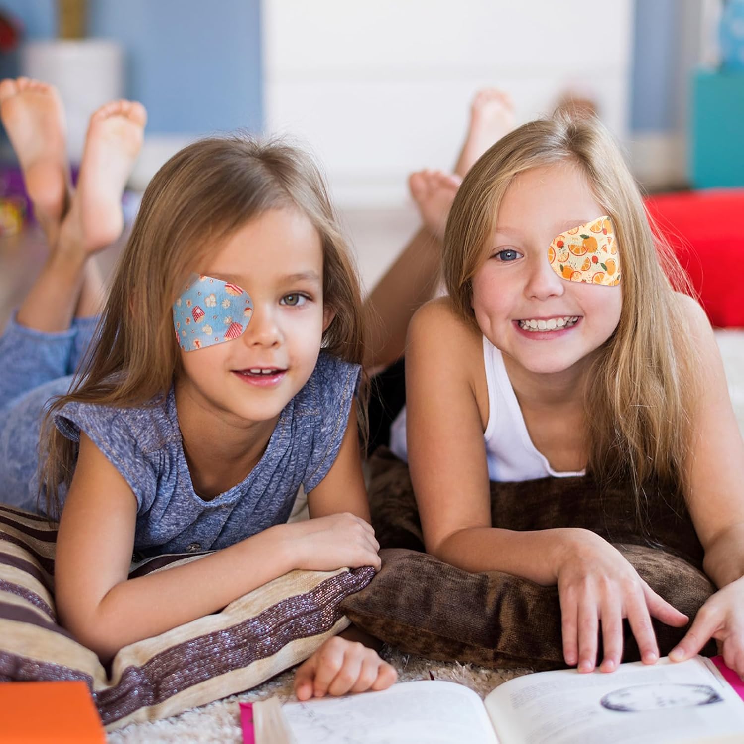 Toulite 90 Pcs Adhesive Eye Patches for Kids Girls Latex Free Disposable Cute Adhesive Bandages for Amblyopia Light Blocking Lazy Eye Toddler Boys Girls, 9 Styles