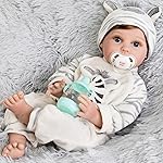 Aori Lifelike Reborn Baby Dolls - 22 Inch Realistic Newborn Baby Boy Doll in Soft Weighted Body & Zebra Outfits - Real Life Reborn Toddler Boy Gift Set for Kids 3+