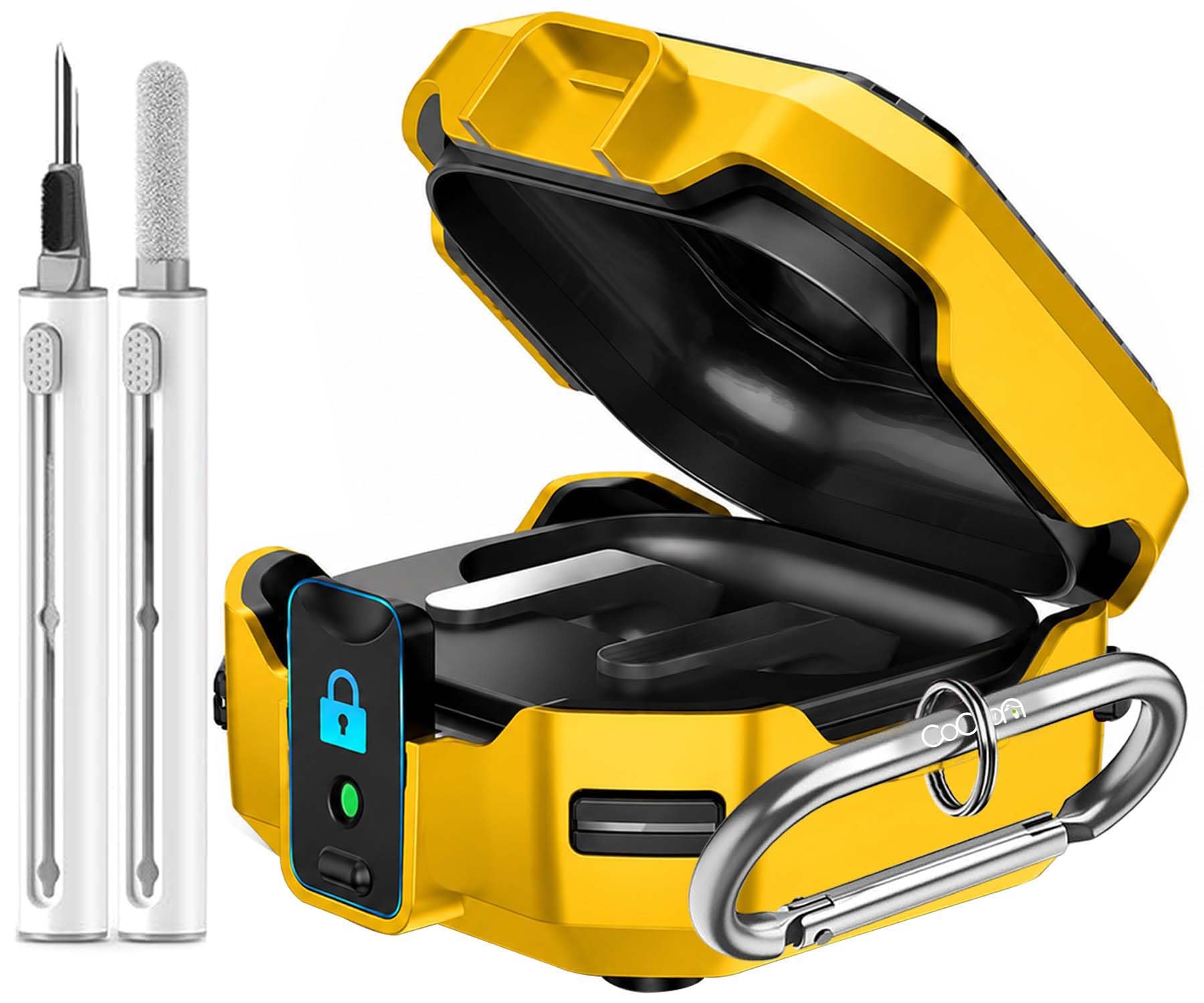Safety Lock Case Compatible for Samsung Galaxy Buds 4 | 4 Pro with Cleaning Pen (Yellow)-image-34