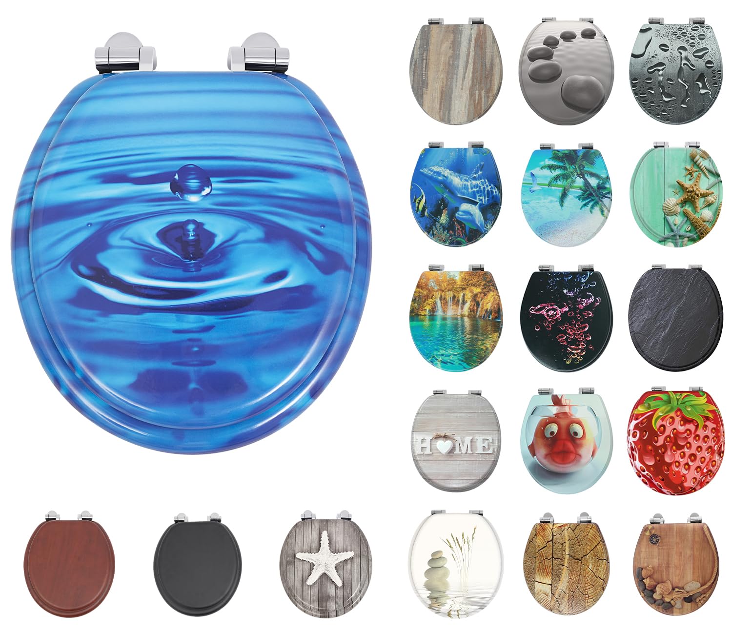 Photo 1 of Round Toilet Seat, Silent Slow Close Molded Wood Toilet Seat with Adjusting Zinc Alloy Hinges, Easy to Install and Clean