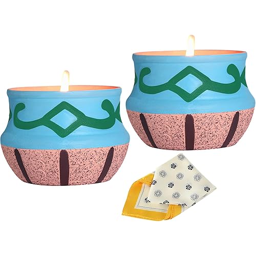 Lavender Candles, Scented Candle Gifts for Women, Coarse Pottery Container，Natural Soy Wax, Set 2 Pack, Total 16oz, 90 Hours of Burn, One Silk Scarf，Candles for Home Scented