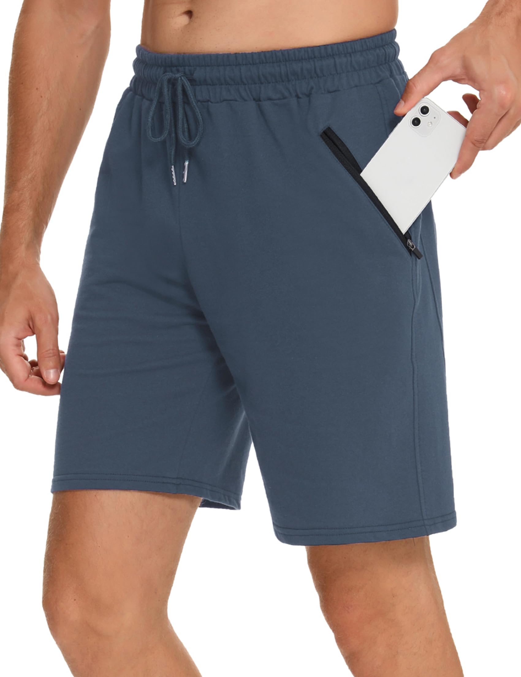 Wayleb Kurze Hosen Herren Sommer Sporthose Activewear Jogginghose Leicht Sport Kurzhose Casual Freizeit Shorts Baumwolle Sweathose mit ReißVerschluss Taschen S-XXL