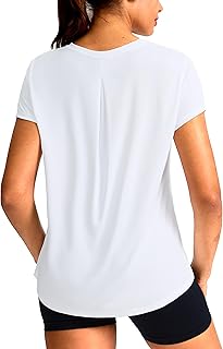 Sponsored Ad - SANTINY Short Sleeve Workout Tops for Women Loose Yoga T-Shirts Sun Protection Breathable Running Athletic ...