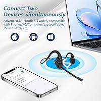 Vista 5 de BANIGIPA Auriculares Bluetooth con micrófono Boom, auriculares de oreja abierta con micrófono con cancelación de ruido, auriculares inalámbricos