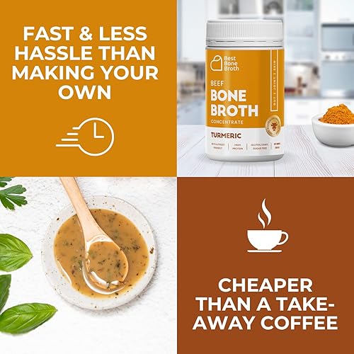 Miniatura 6 de Caldo de huesos de ternera concentrado sabor cúrcuma - Hecho de ganado australiano alimentado con pasto - lleno de proteínas y colágeno  35