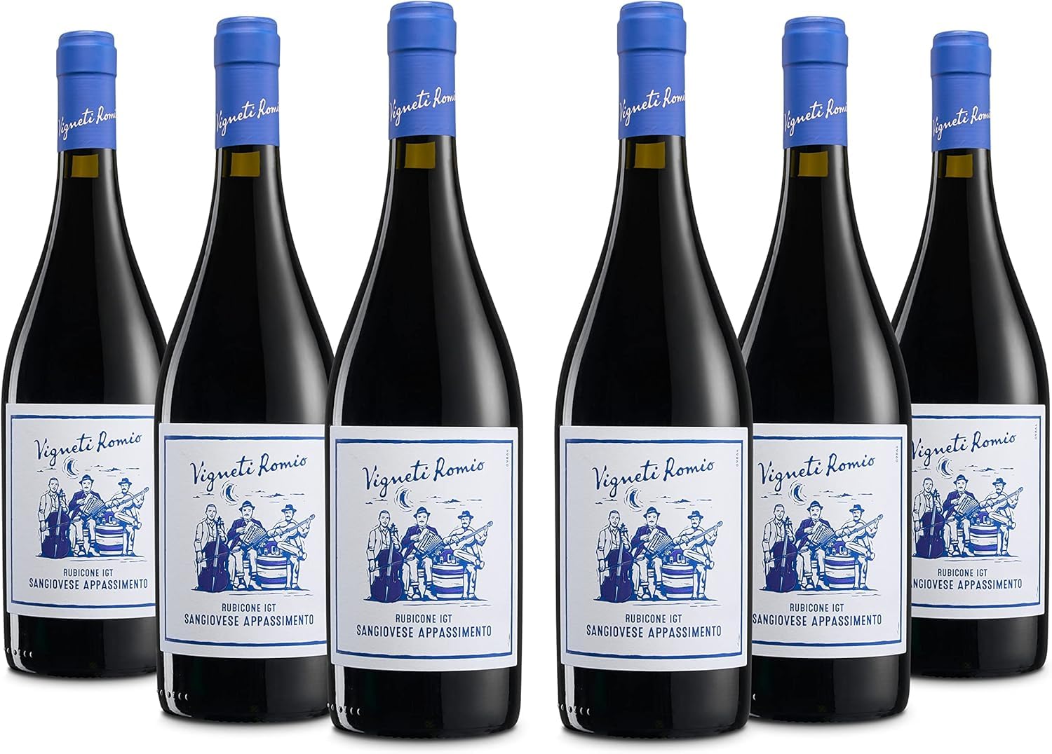 Vigneti Romio Sangiovese Rubicone IGT Appassimento, Vollmundiger Rotwein mit Fruchtigen Noten, 14,5 % Vol., Karton mit 6 Flaschen mit jeweils 750 ml