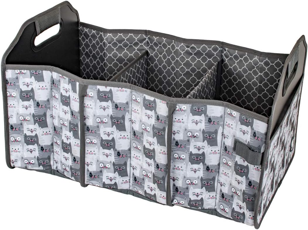 geckobrands Folding Trunk Tote – Collapsible Car Organizer with Removable Dividers