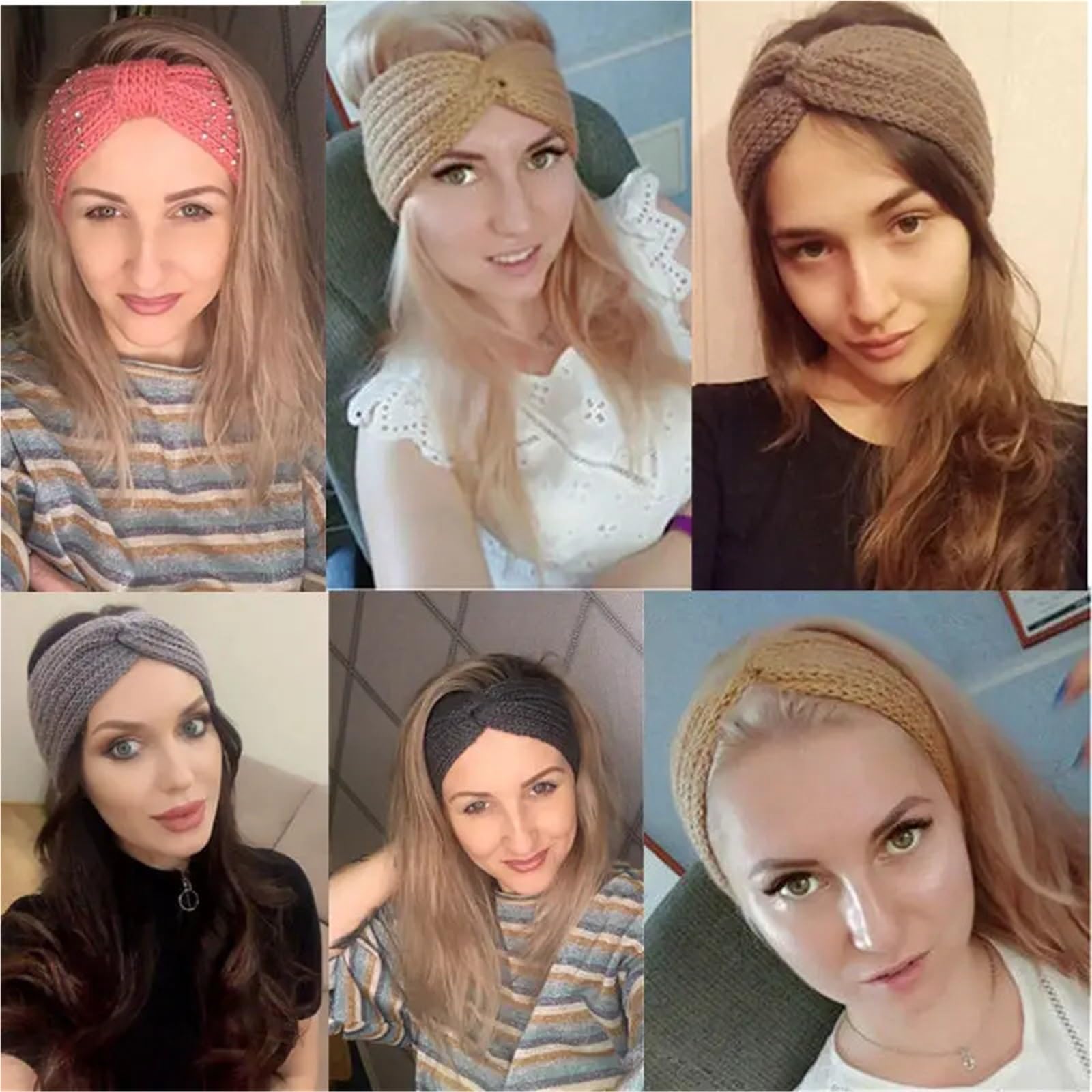 Cerchietto Invernale 3 pezzi fasce for capelli da donna fasce elastiche for capelli tinta unita turbante lavorato a maglia intrecciato fascia for capelli for ragazze invernali Per La Decorazione(Blue