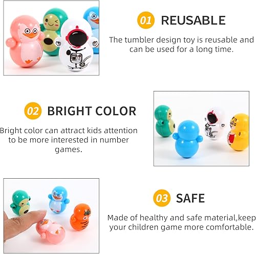 Miniatura 4 de Juego de 60 mini vasos de animales para recuerdos de fiesta de niños, juguetes para ansiedad de muñeca correcta, lindo vaso de juguete Roly-Poly