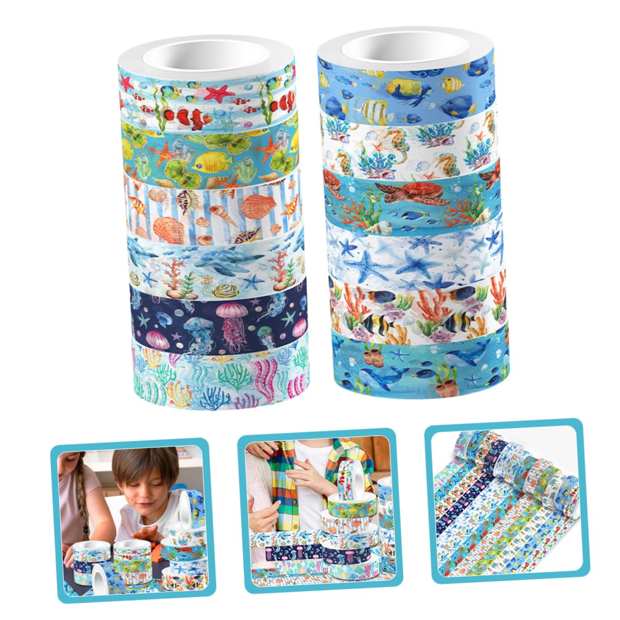 NUOBESTY Nastro Washi A Forma Di E 5 Pezzi Nastro Decorativo A Tema Marino Per Artigianato Scrapbooking Journaling