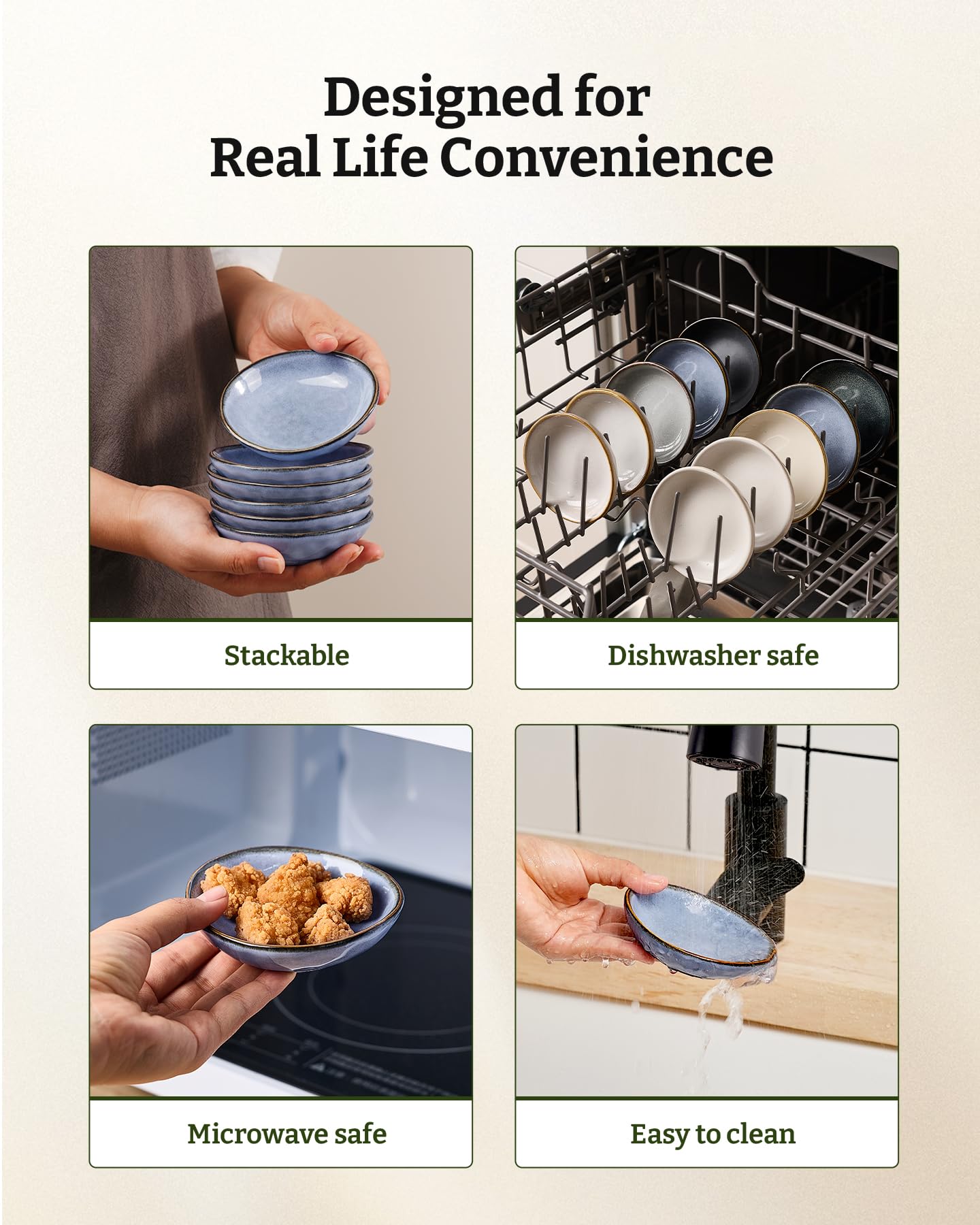 LIFVER Ceramic Soy Sauce Dish, White Dipping Bowls Set Of 8, Serving - View #10