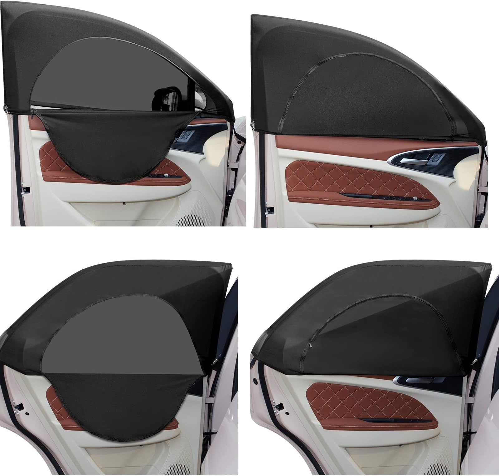 Kit 4 Parasoles Para Ventanas De Coche + 2 Almohadas De Viaje - Adhesivos Sin Ventosas - 45x37 Cm