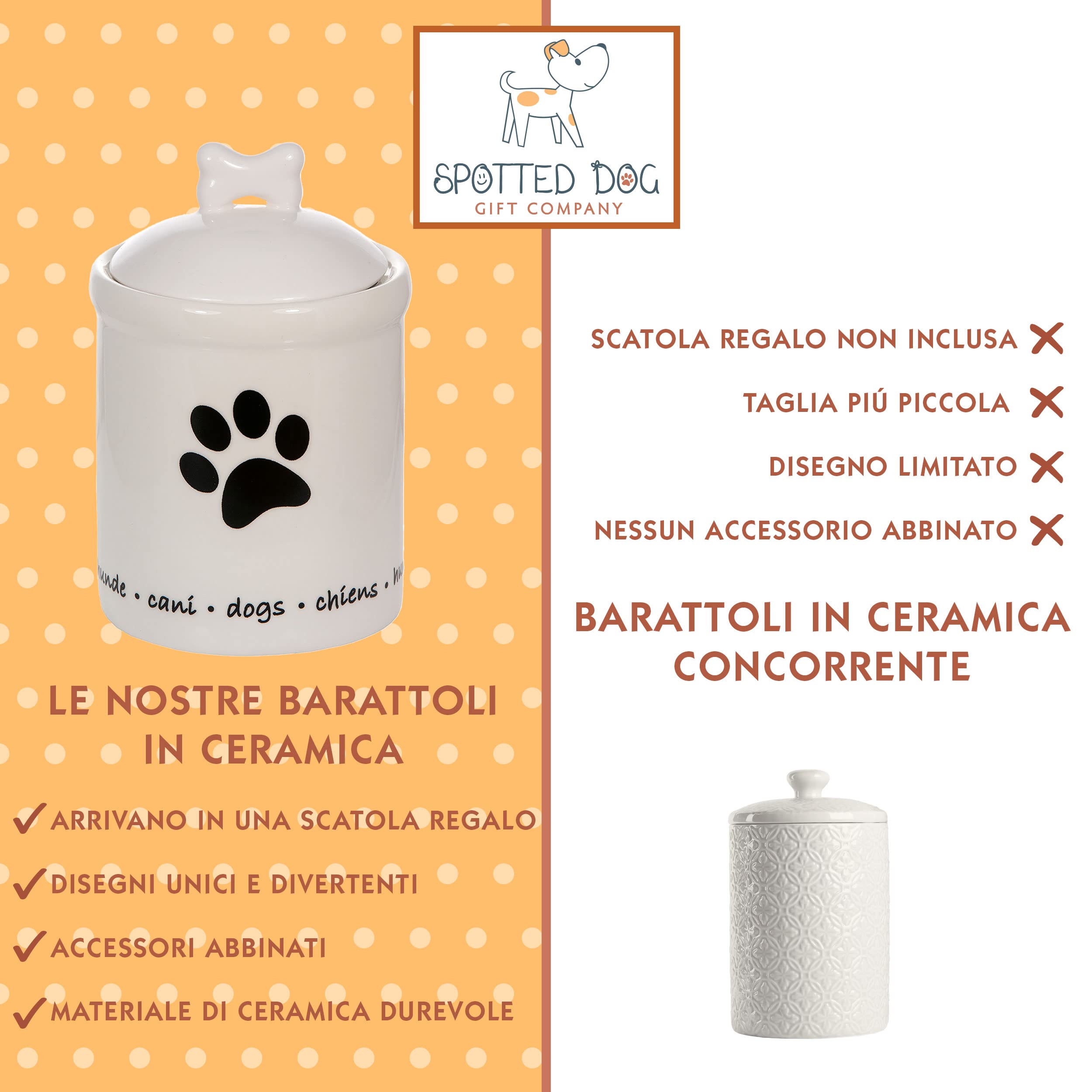 SPOTTED DOG GIFT COMPANY - Barattolo da cucina per cibo cani e biscotti per cani - idee regalo - in ceramica