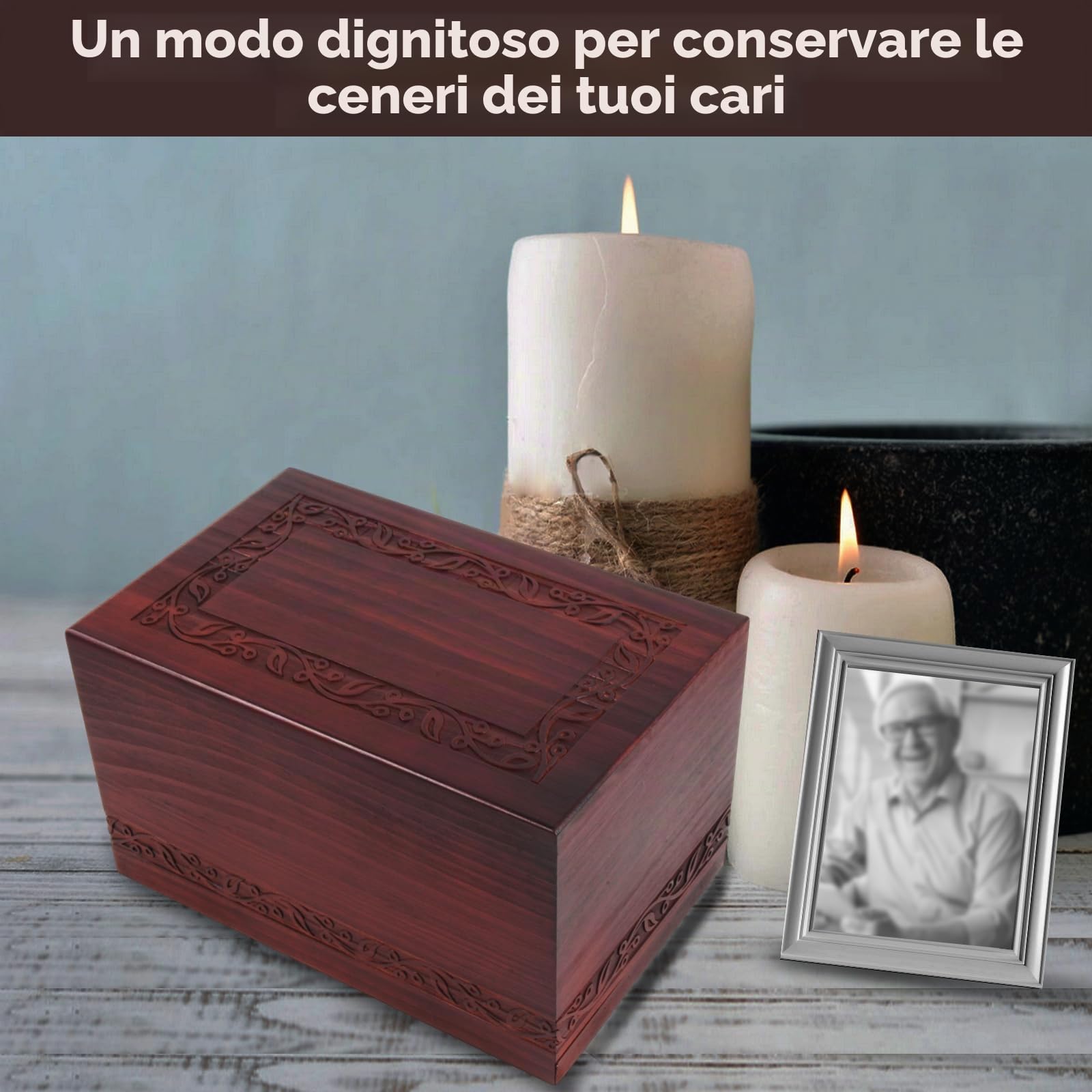 Urna in legno per ceneri umane, per adulti, maschi e femmine, urna in legno per ceneri uomo e donna, contiene ceneri di un essere umano fino a 110 kg (ciliegio)