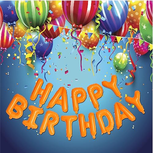 Miniatura 5 de Globos de letras de papel de aluminio naranja de 16 pulgadas, globos de papel de aluminio para decoración de fiesta de cumpleaños