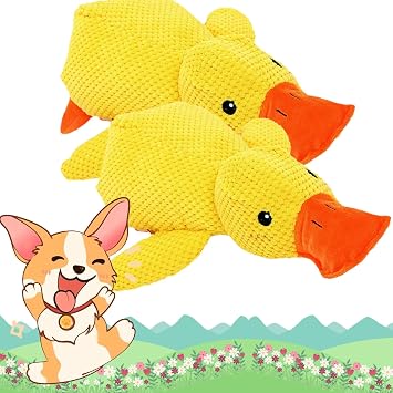 Upgraded Calming Duck Dog Toy Bright Yellow, 9in Mellow Duck Calming Dog Toy for Aggressive Chewers 2PCS