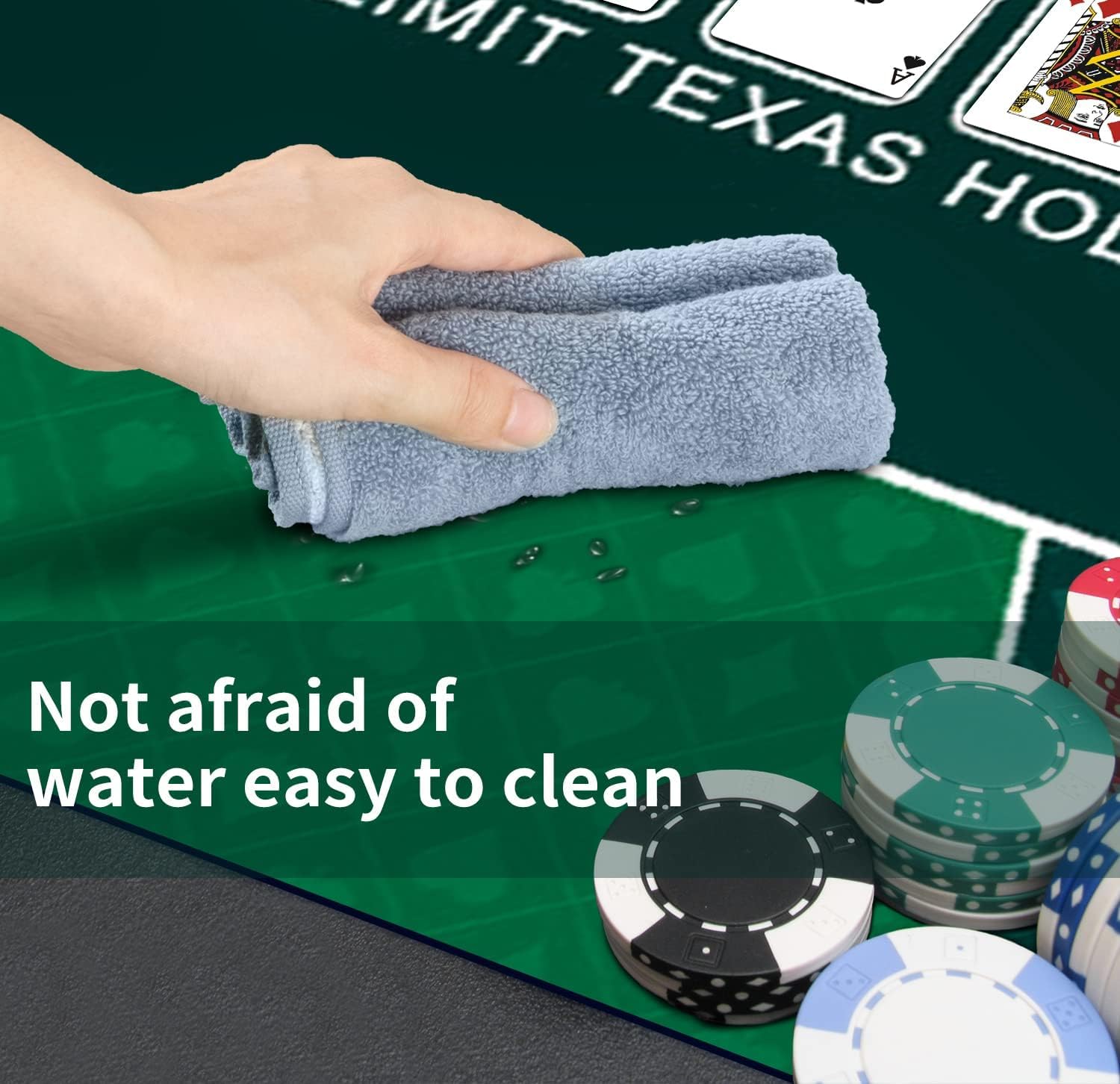 Professional Poker Mat 120 x 60 cm, 10 Players Texas Hold'em Poker Mat, Portable Poker Table Top with Art Deco Layout Print - Image 3