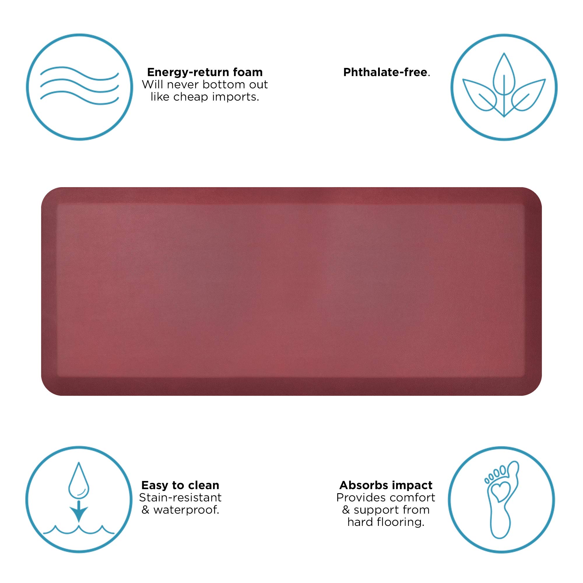NewLife by GelPro Tapis de sol de cuisine anti-fatigue et confortable, 50,8 x 121,9 cm, surface résistante aux taches de canneberge avec noyau en mousse ergonomique de 1,9 cm d'épaisseur pour la santé